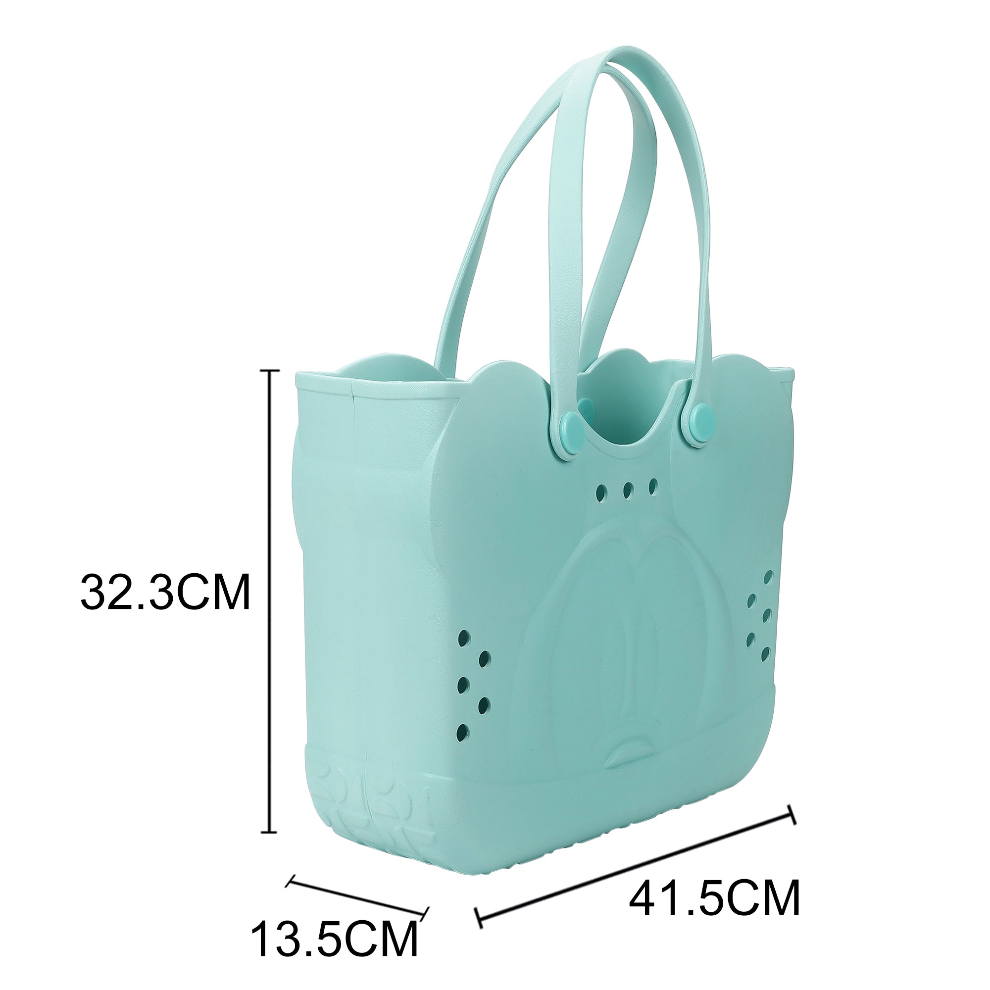 Disney Mickey Mouse EVA Gummy Tote Bag - Waterproof Rubber Beach Bag, Light Green Mickey Design, Large 16.5" Carry-All for Pool, Travel & Everyday Use
