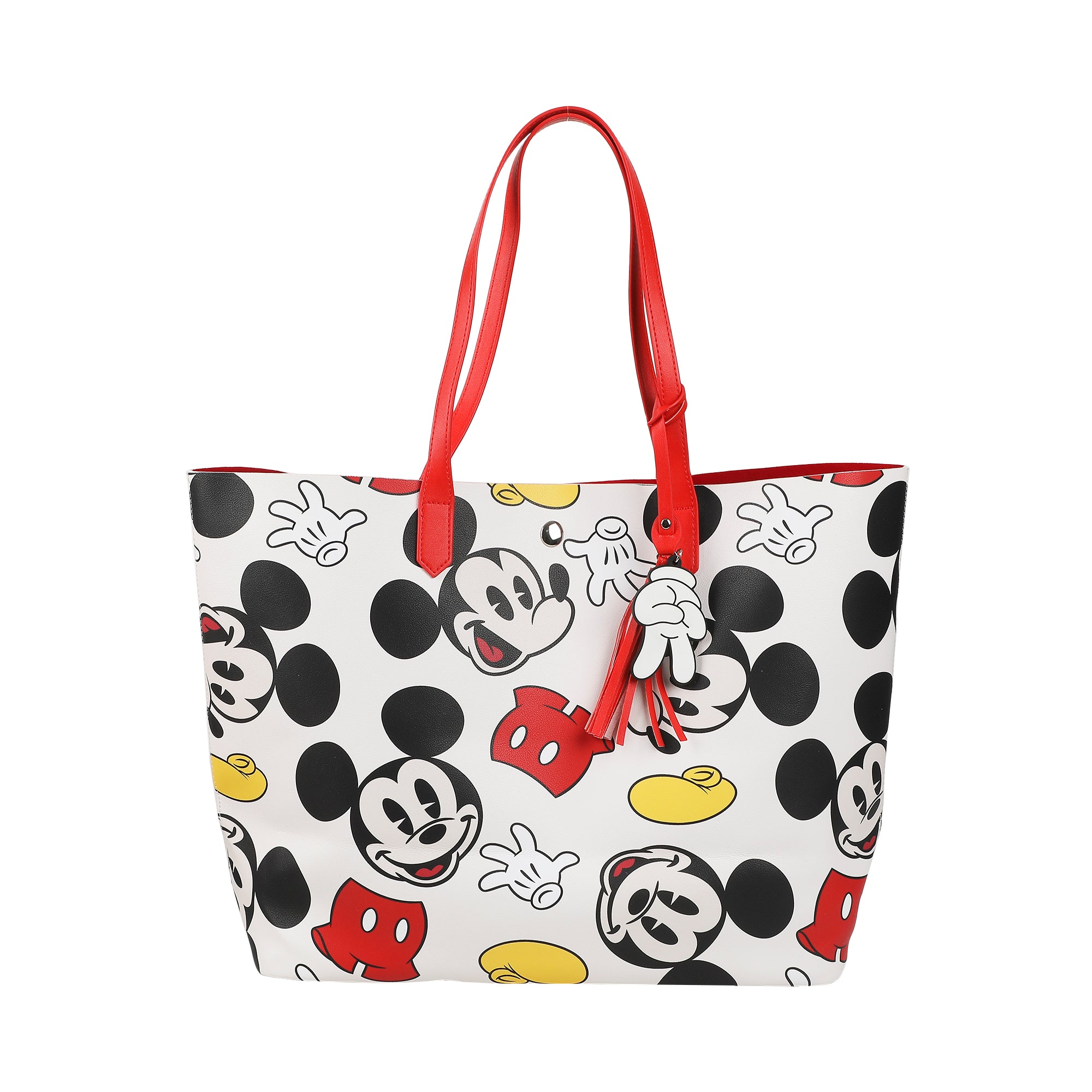Disney Mickey Mouse Face Shoes & Shorts All-Over Print White 20" Tote Bag