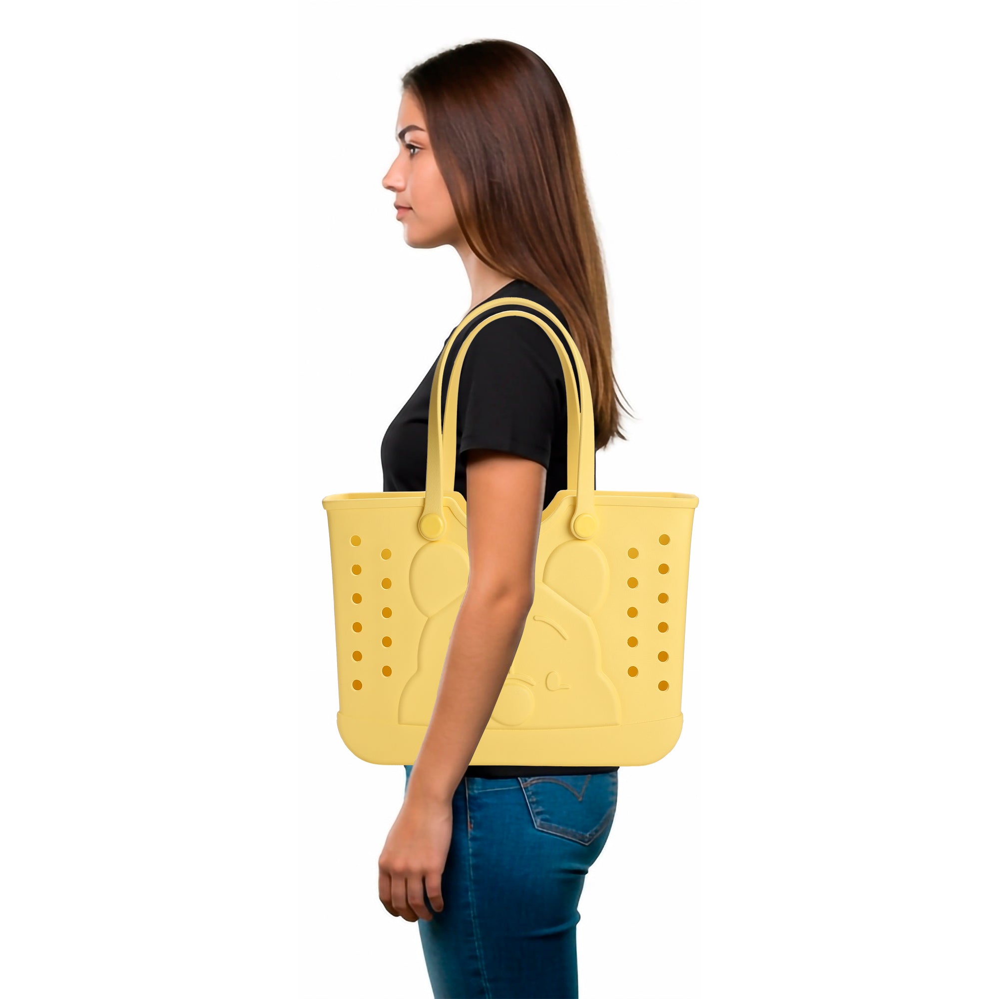 Disney Winnie the Pooh Rubber Tote Bag with Cutout Design and Easy-Clean Finish