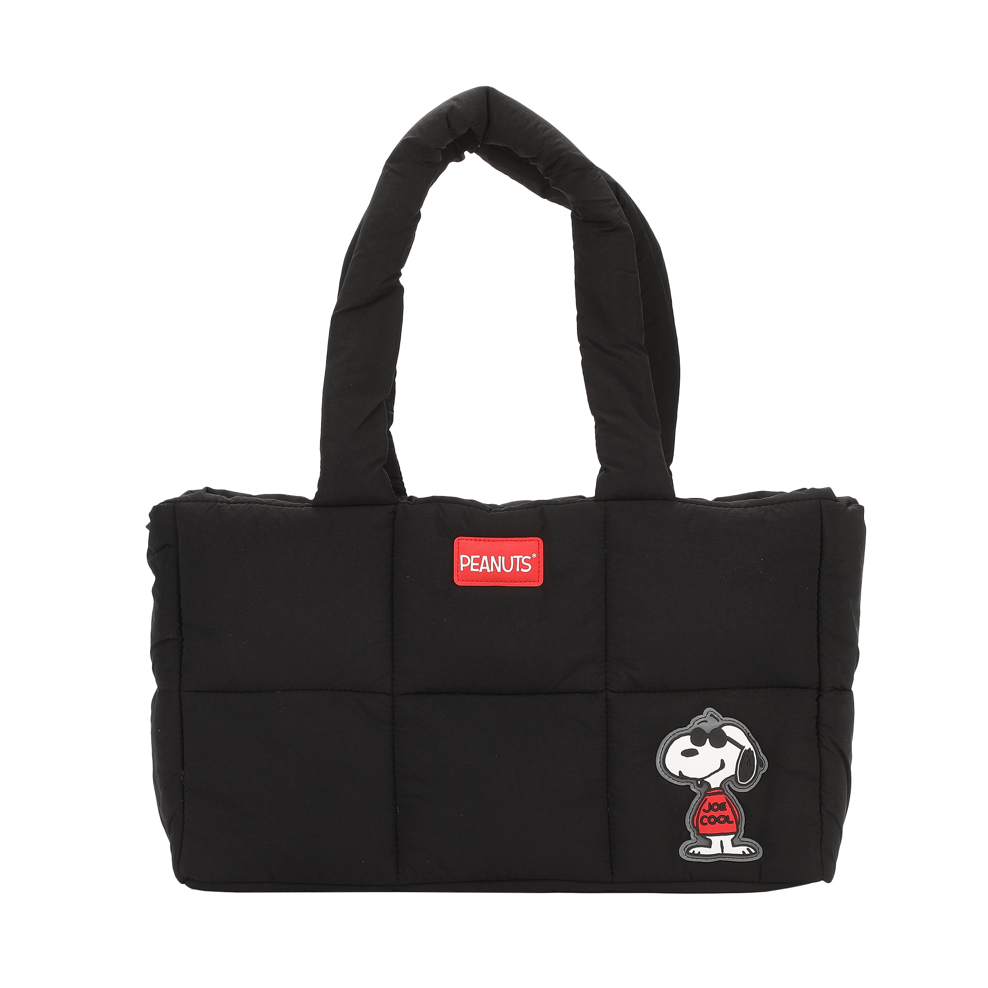 Peanuts Quilted Puffer Tote Bag with Rubber and PU Badge