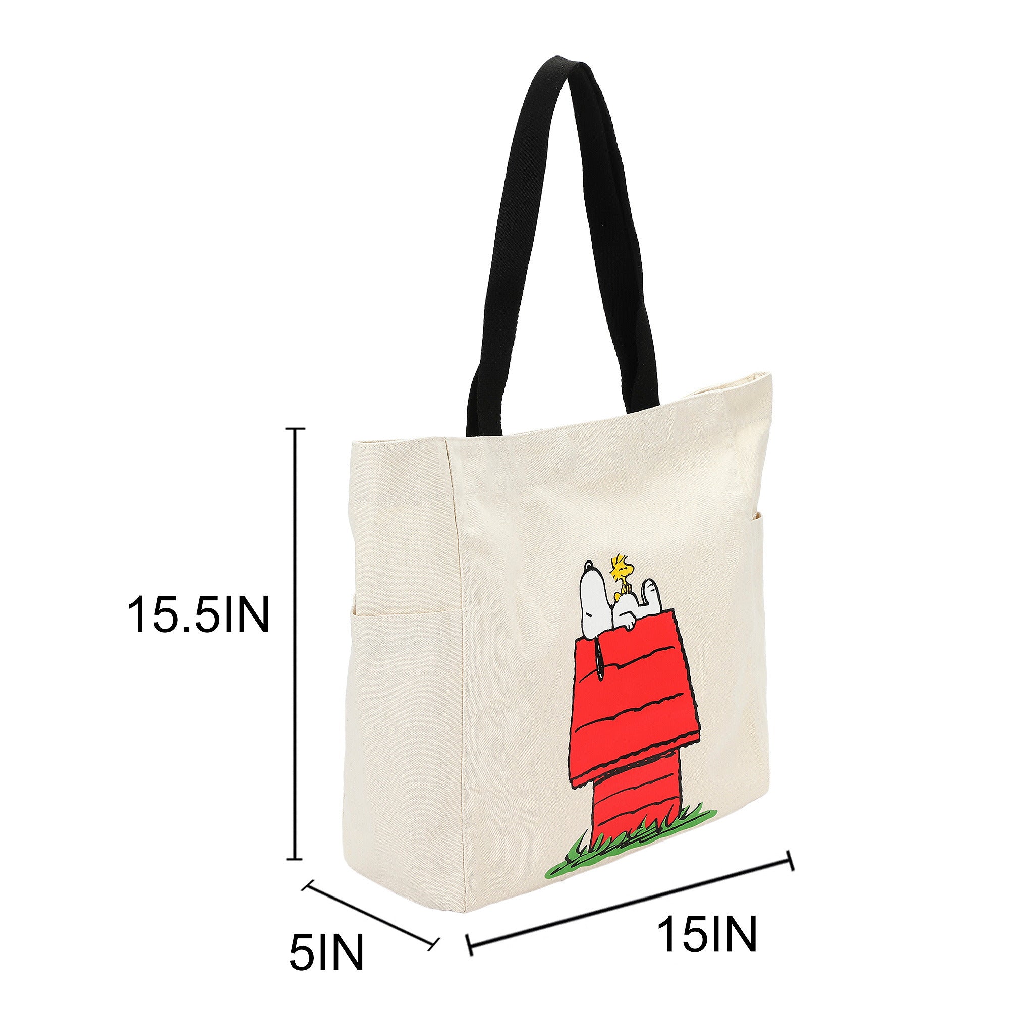 Peanuts Snoopy Transfer Print Natural 15.5" Canvas Tote Bag