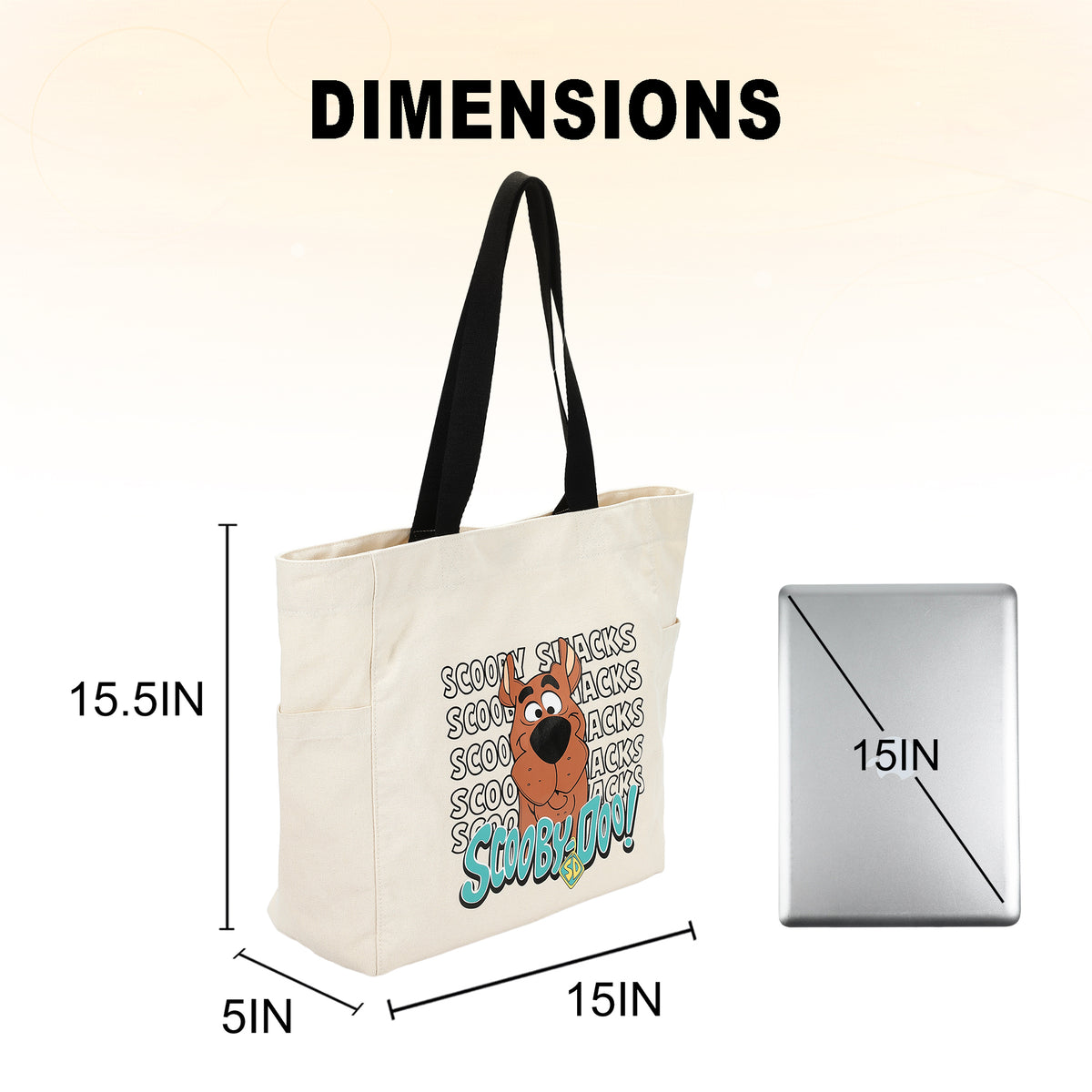 Scooby-Doo Snacks Print Tote Bag, 15.5-Inch for Adult Fans