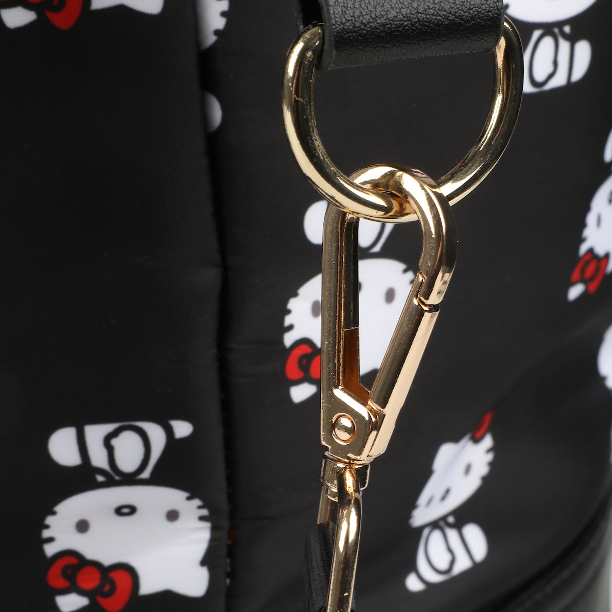 Hello Kitty Black Nylon Tote Multi-Pocket Travel Bag with Adjustable Strap & Trolley Sleeve"