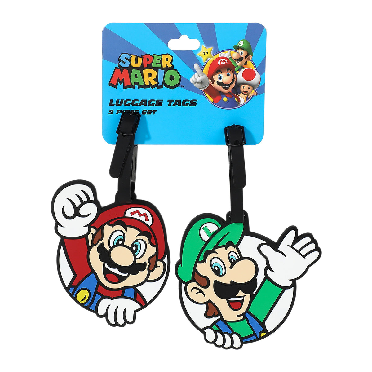 Super Mario Bros Mario & Luigi Kids Luggage Tag Set
