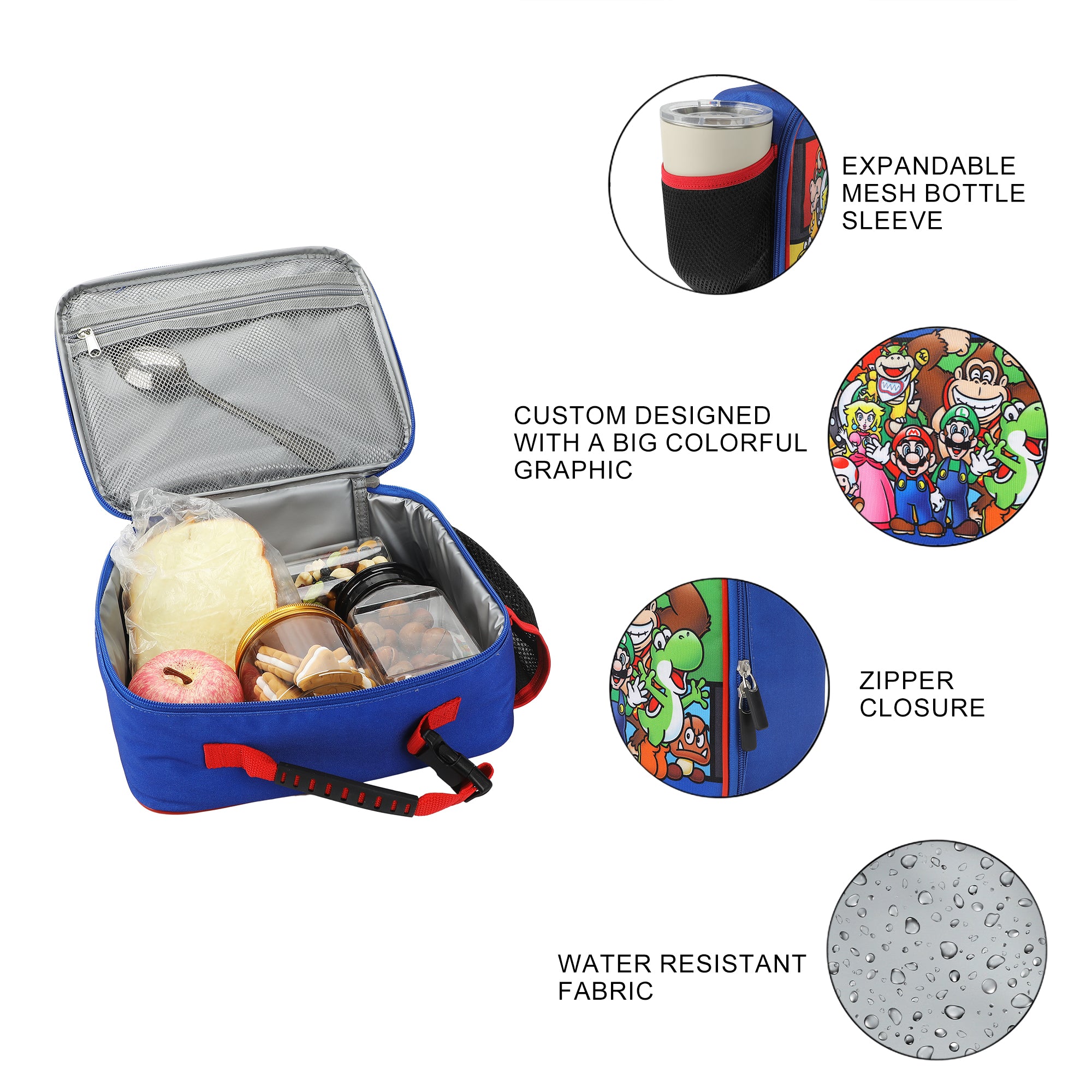 Super Mario Brothers Favorite Characters Insulated Lunch Kit