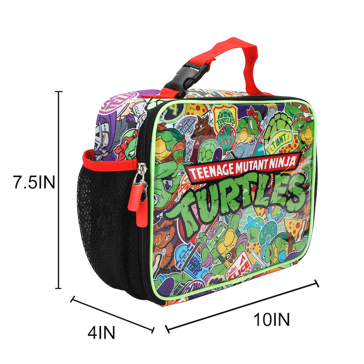 TMNT Classic Retro Cartoon Characters & Icons All-Over Print 8" Lunch Bag