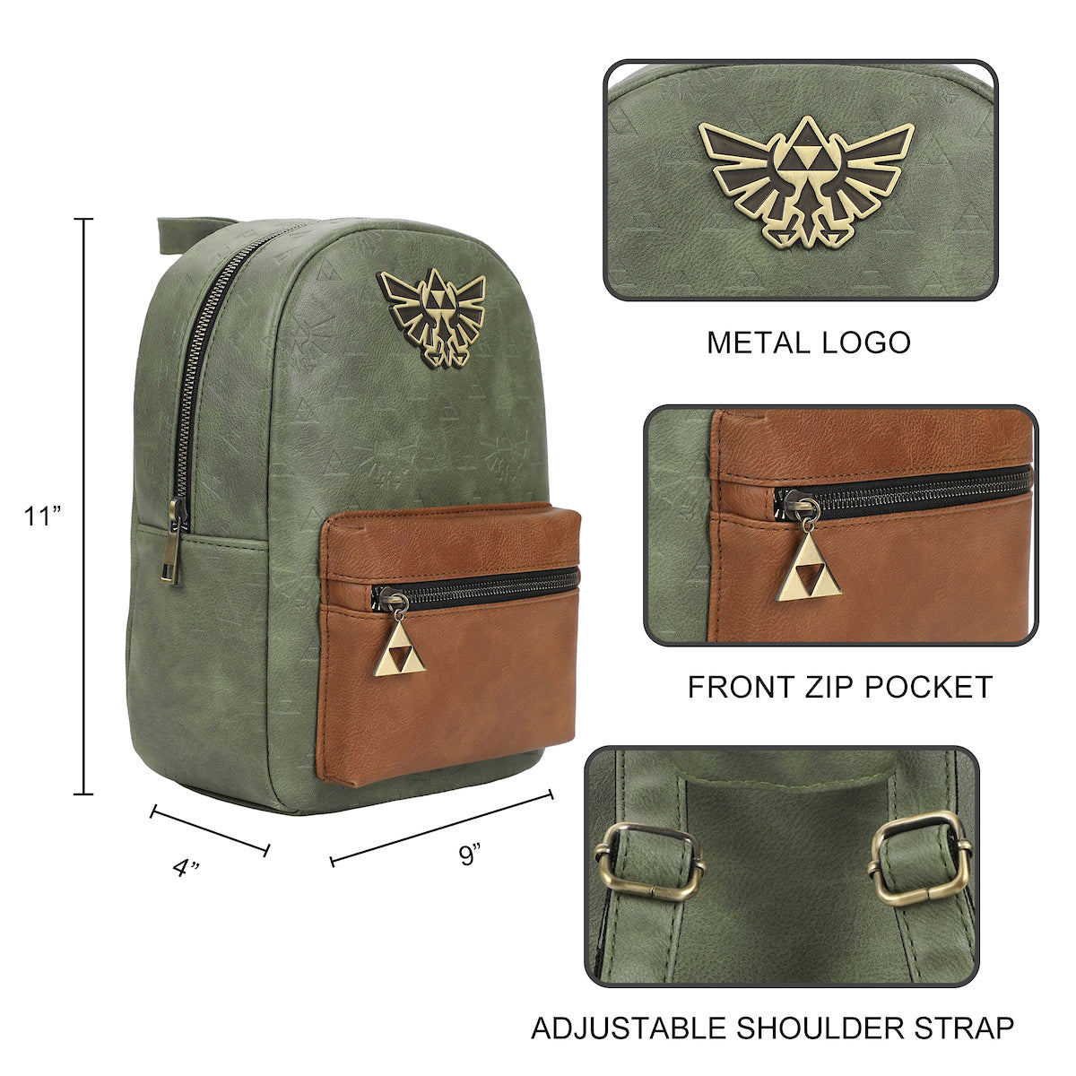 The Legend of Zelda Video Game Green and Brown Mini Backpack Accessory
