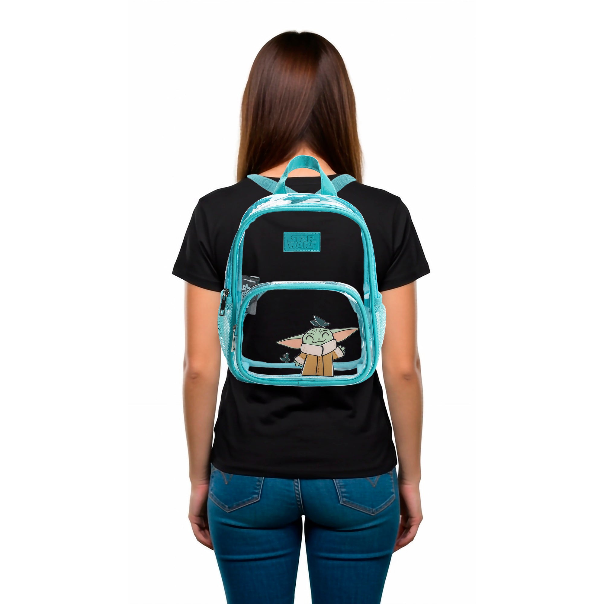 Star Wars The Mandalorian Grogu & Butterflies Clear 10" Adult Mini Backpack