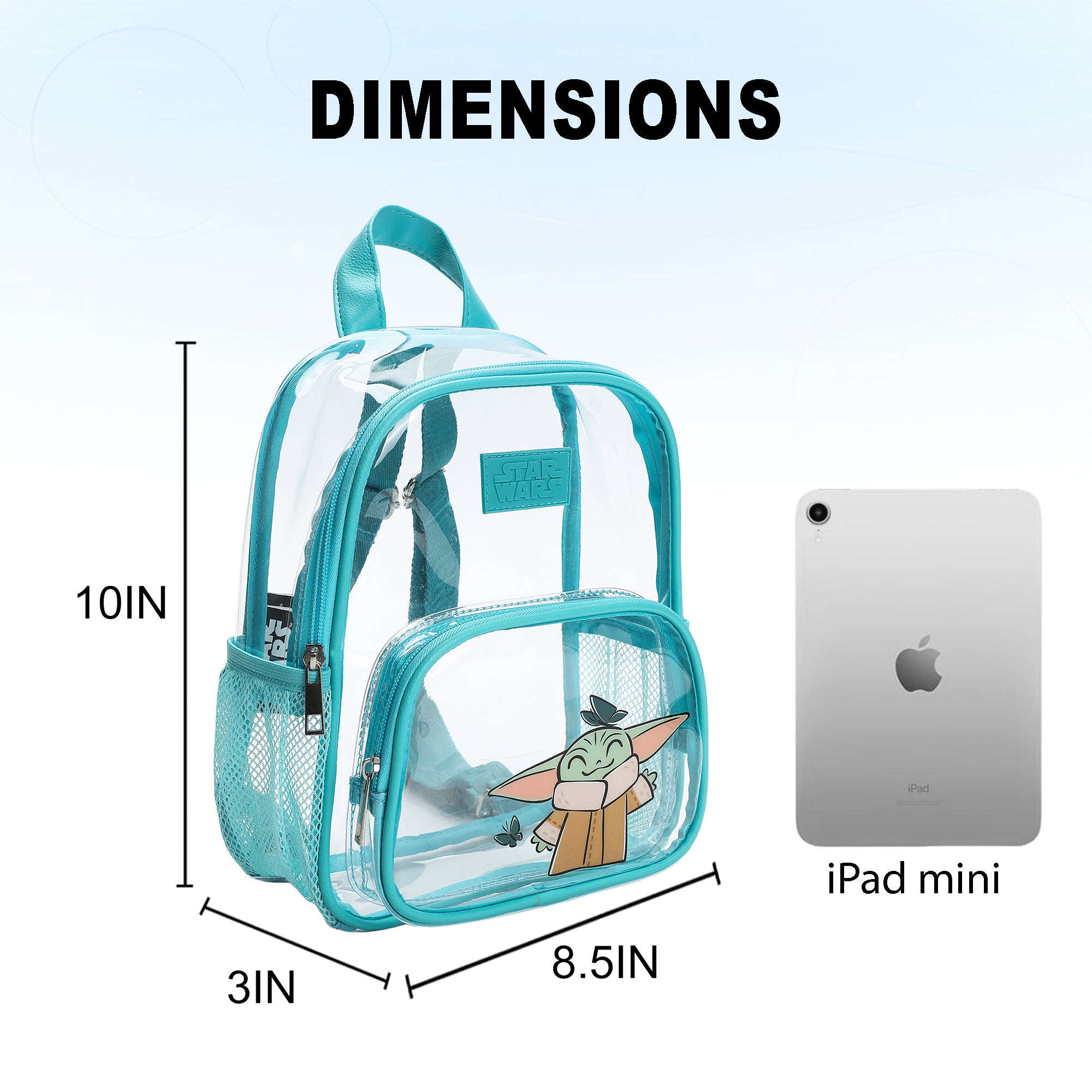 Star Wars The Mandalorian Grogu & Butterflies Clear 10" Adult Mini Backpack
