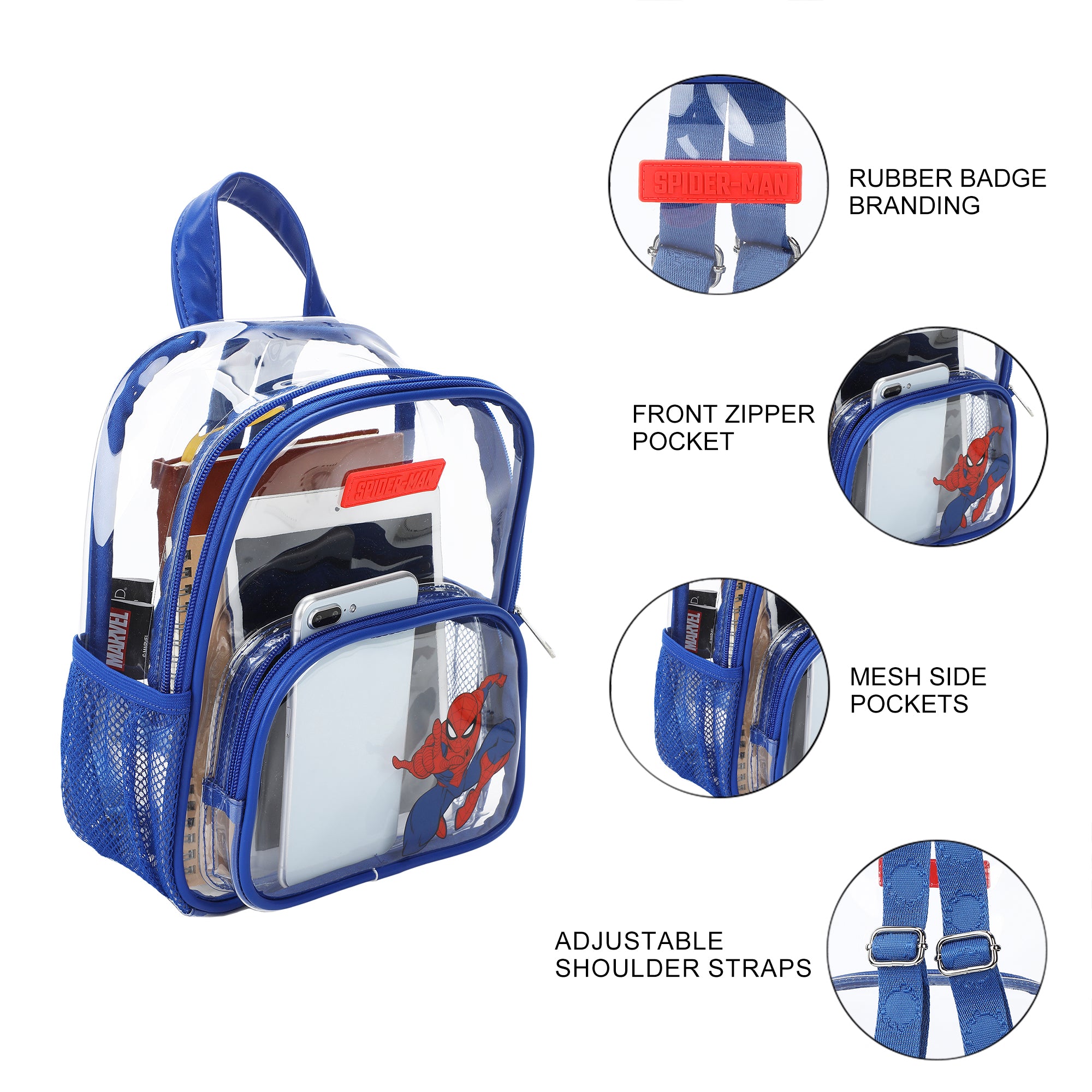 Spider-Man Classic Heroic Pose Clear 10” Adult Mini Backpack