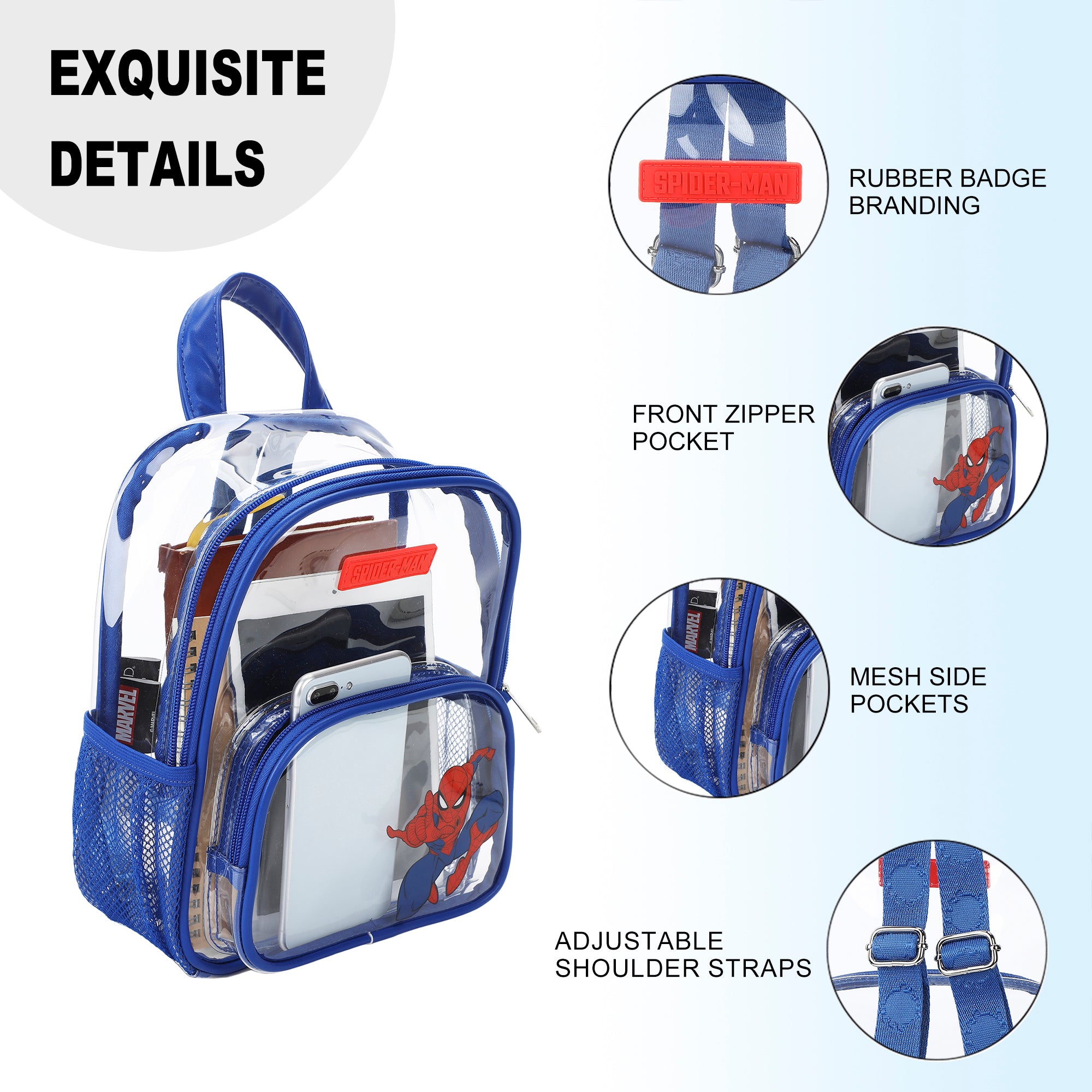 Spider-Man Classic Heroic Pose Clear 10" Adult Mini Backpack