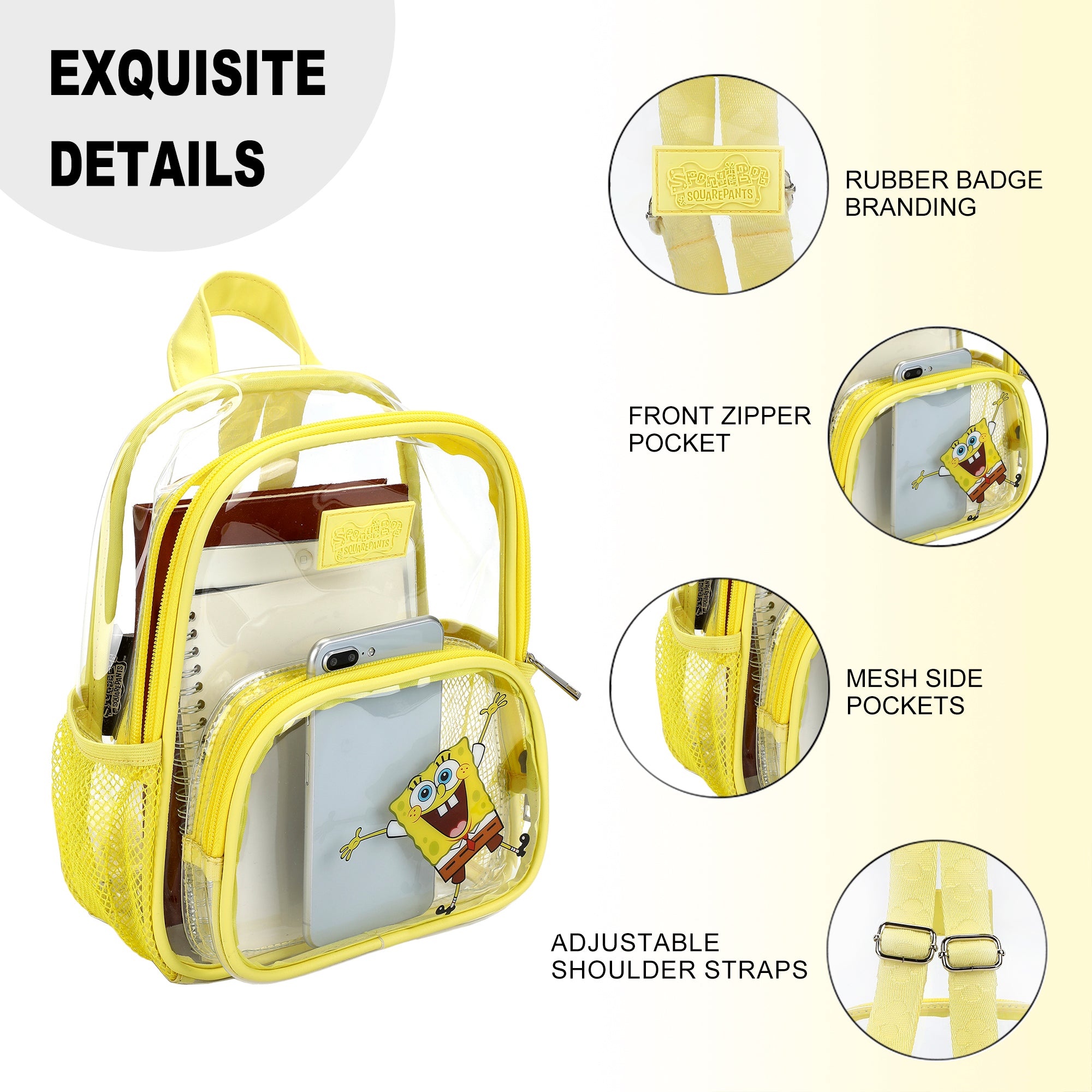 Spongebob Squarepants Open Arms Clear 10" Adult Mini Backpack