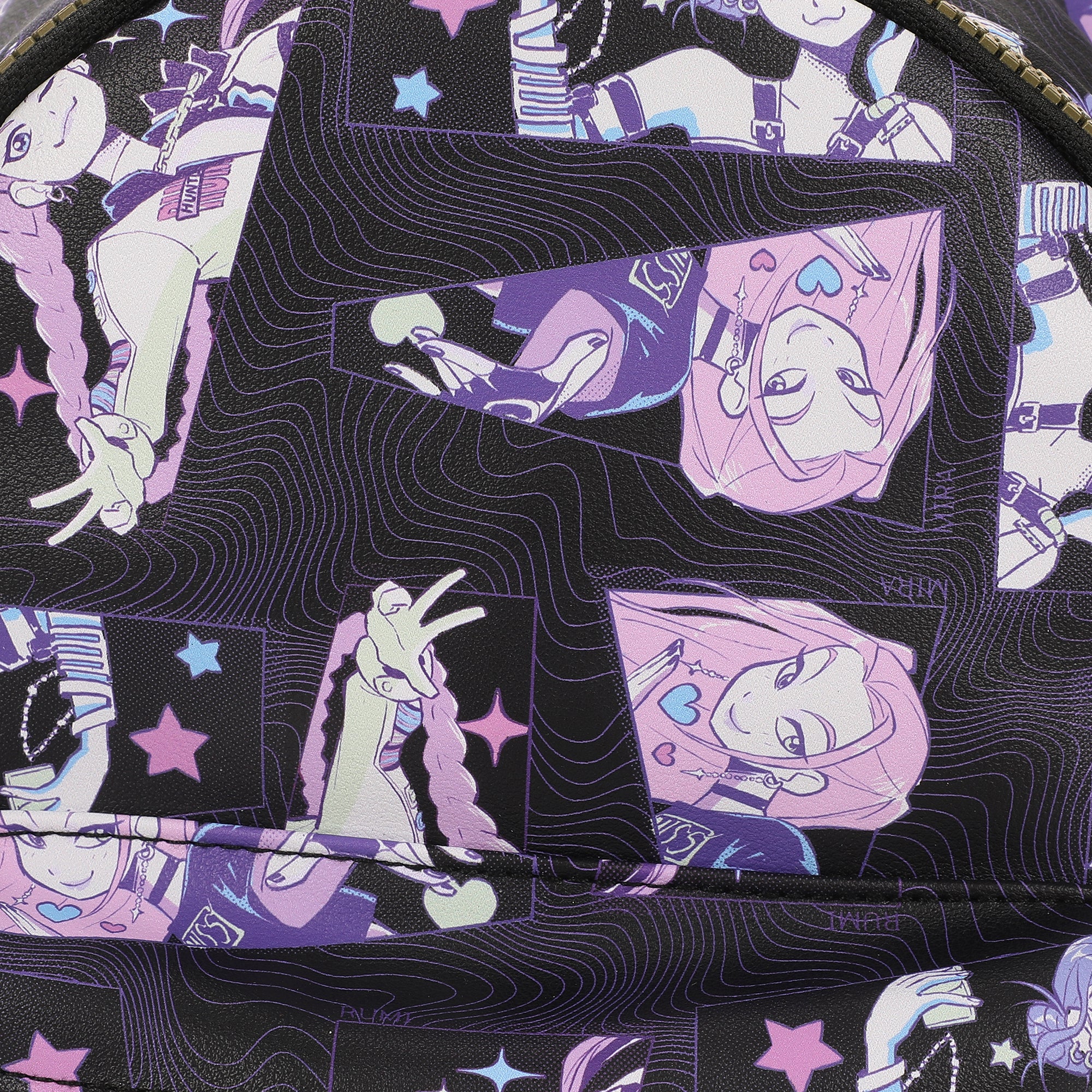 KPop Demon Hunters Huntrix AOP Adult Black 11.5" Mini Backpack