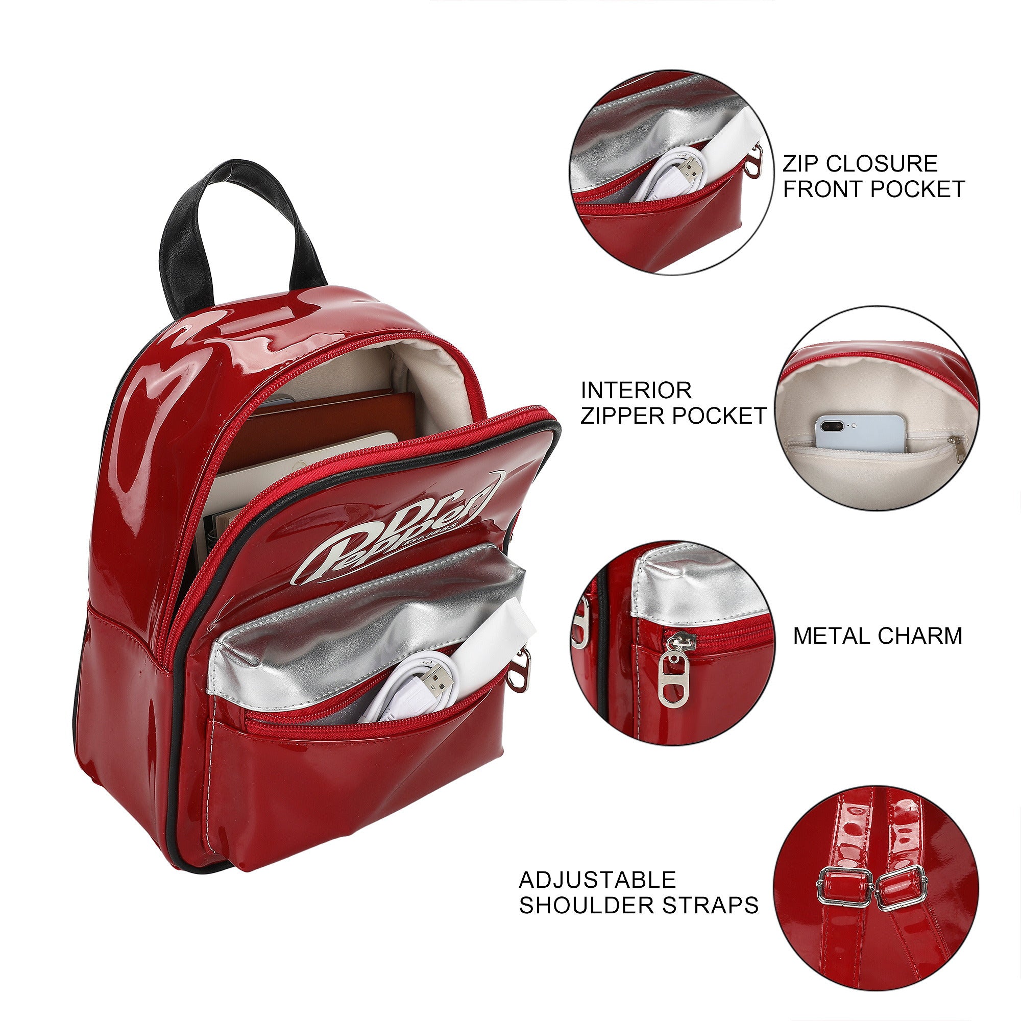Dr Pepper Logo Adult 11" Mini Backpack for Fans and Daily Carry