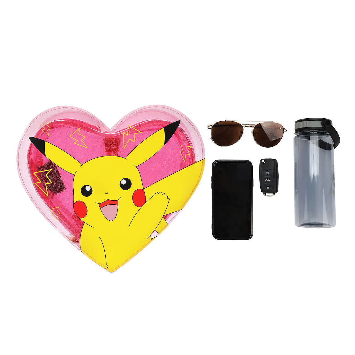 Pokemon Pikachu 10.5 Heart-Shaped Clear Pink Backpack