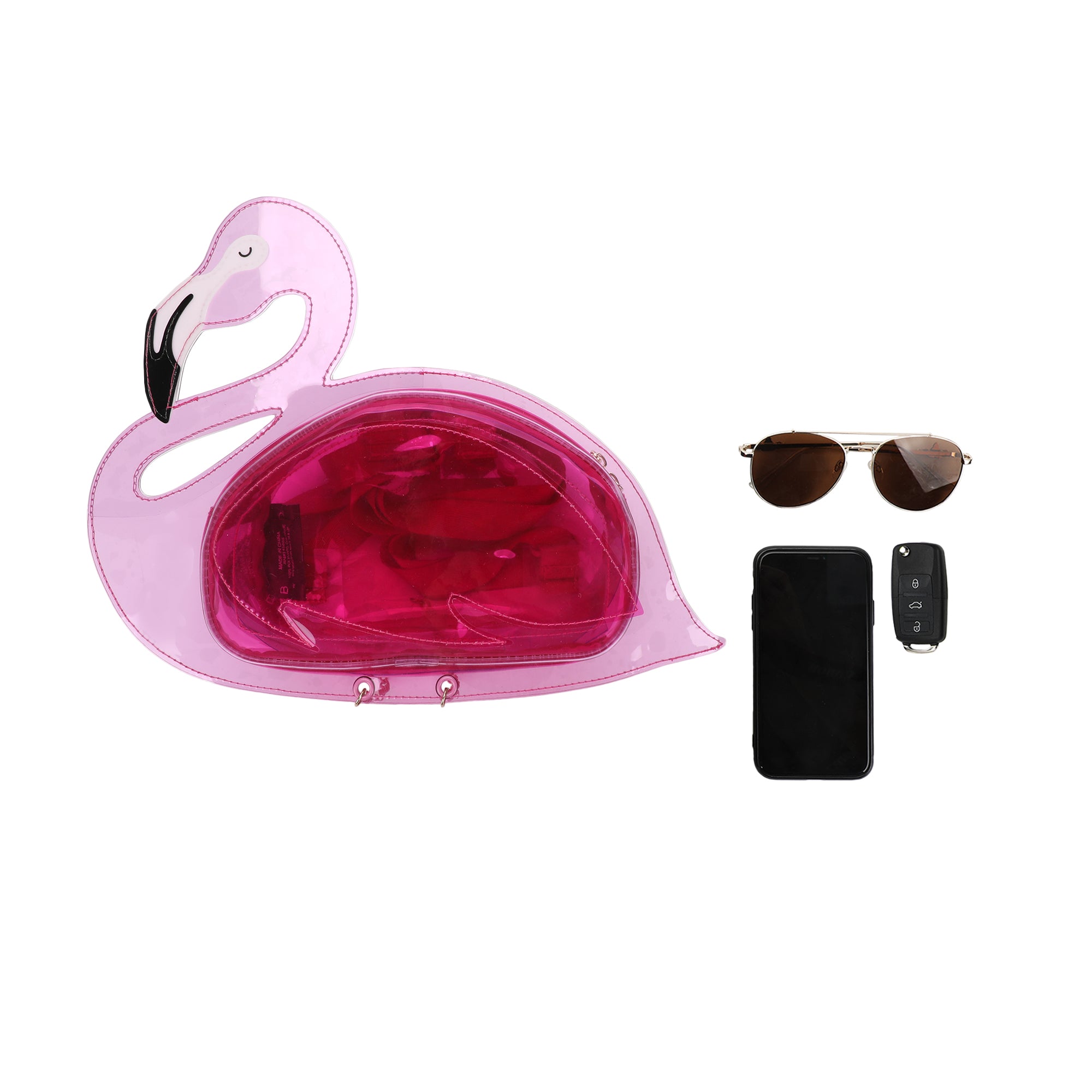 Bioworld Pink Flamingo 13.5-Inch Clear Mini Backpack