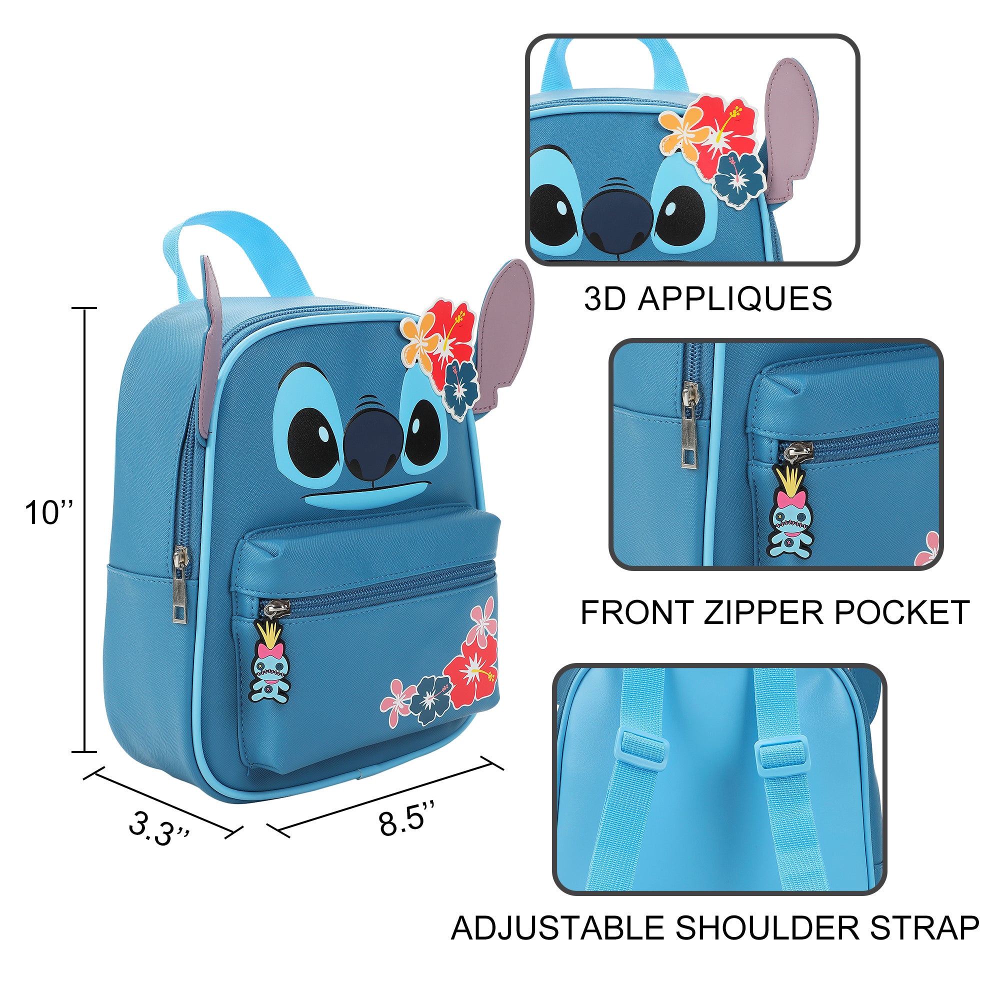 Disney's Stitch Big Face Ears 10" Adult Mini Backpack