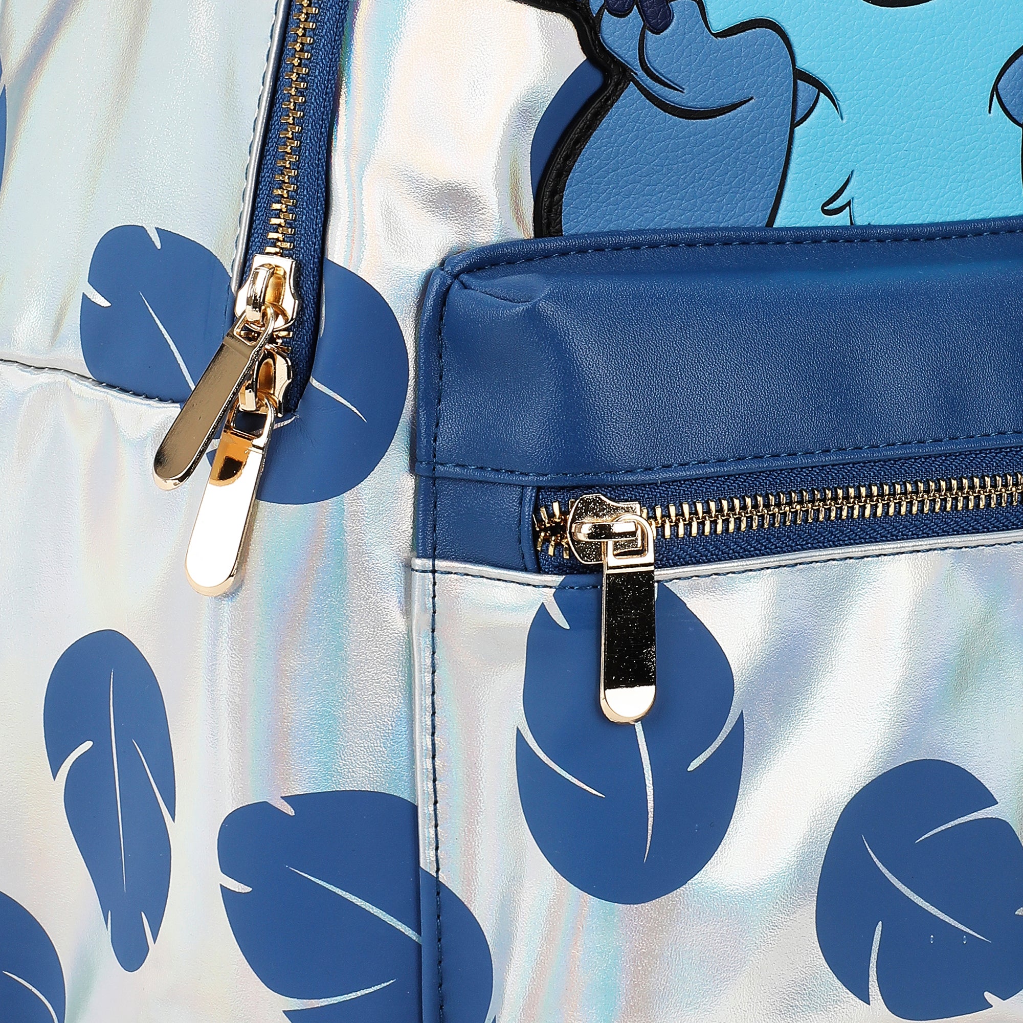 Disney Stitch Blue Leaves 12.6" White Mini Backpack
