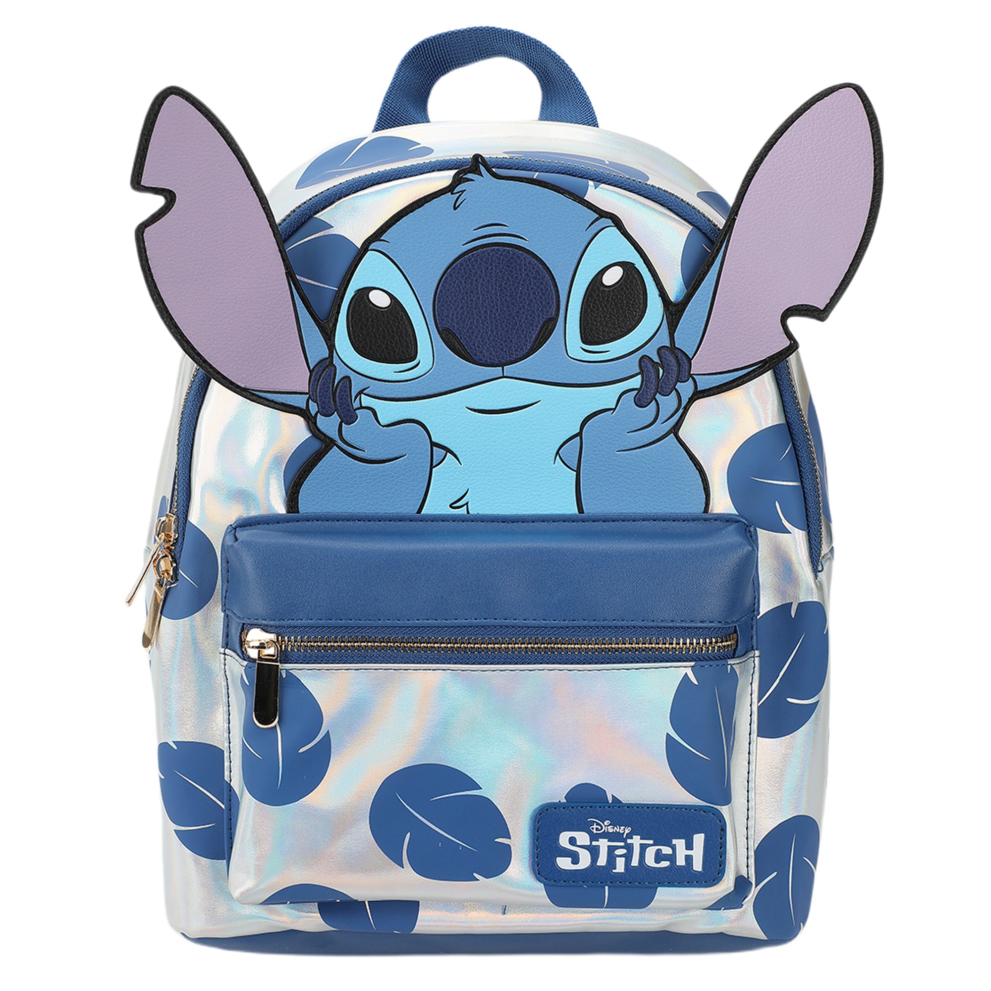 Disney Stitch Blue Leaves 12.6" White Mini Backpack