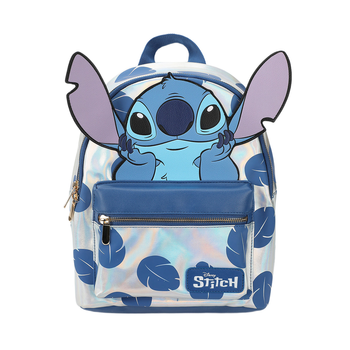 Disney Stitch Blue Leaves 12.6" White Mini Backpack