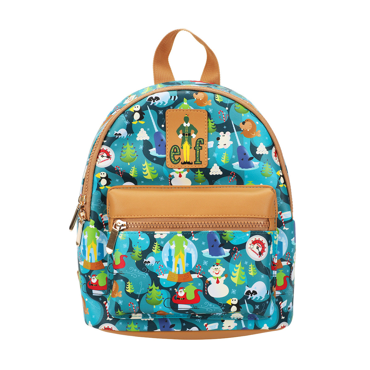 Elf Illustrated North Pole Pattern 11.5" Mini Backpack
