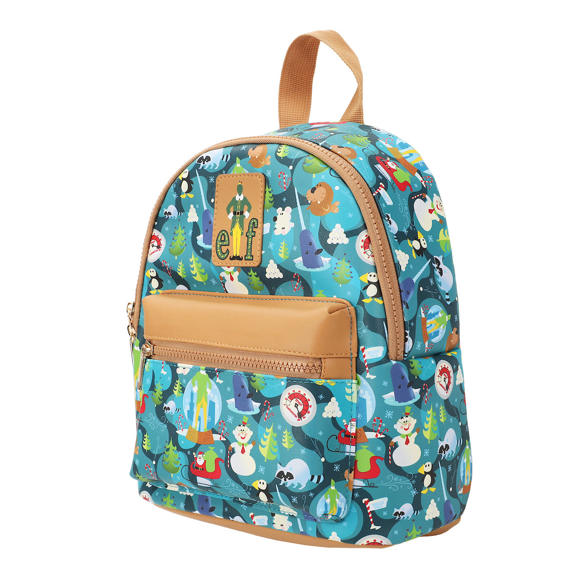 Elf Illustrated North Pole Pattern 11.5" Mini Backpack