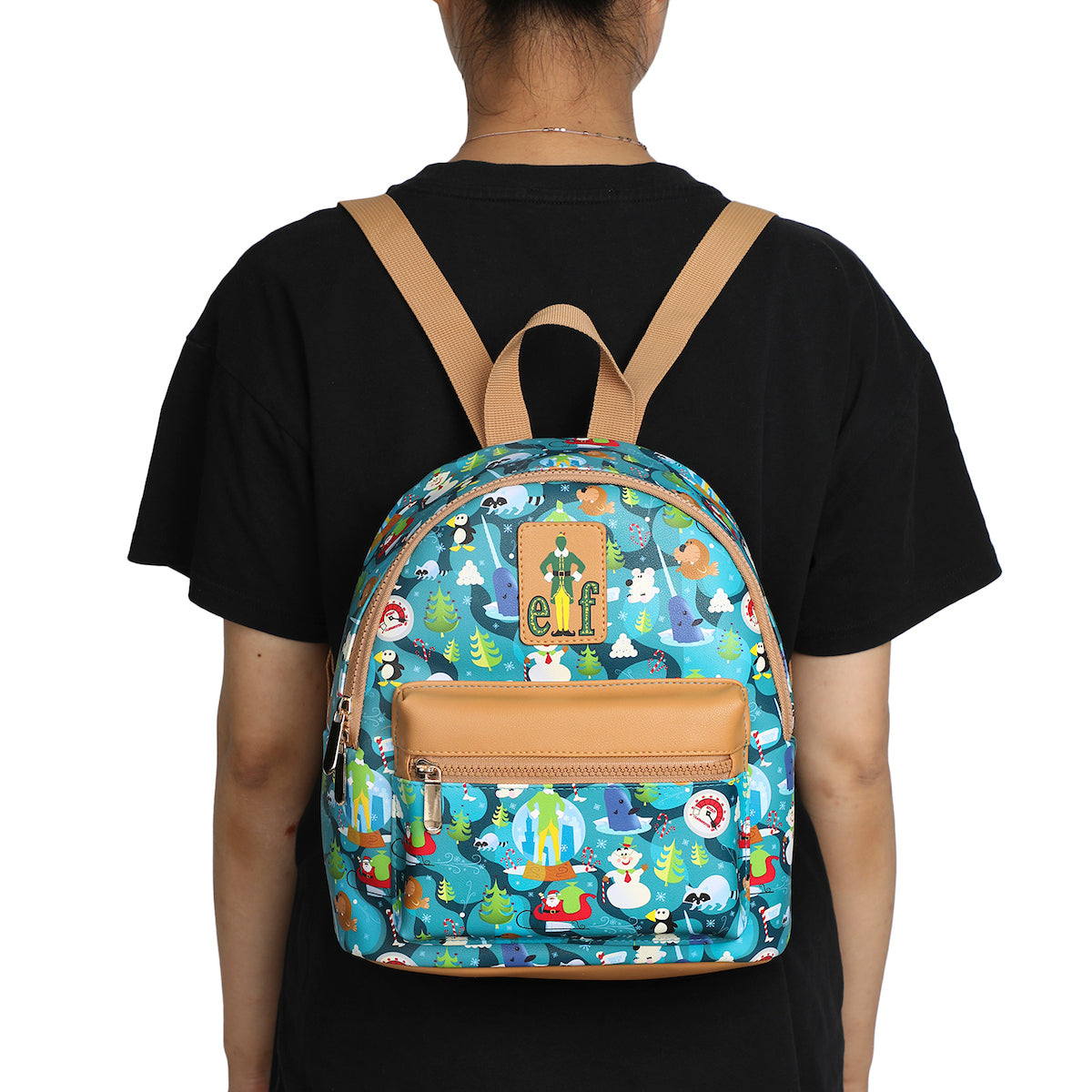 Elf Illustrated North Pole Pattern 11.5" Mini Backpack