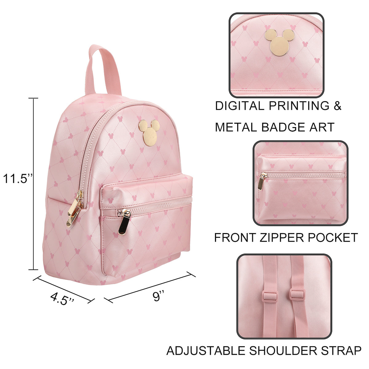 Disney Mickey Mouse Ears Adult Pink 10.6" Mini Backpack
