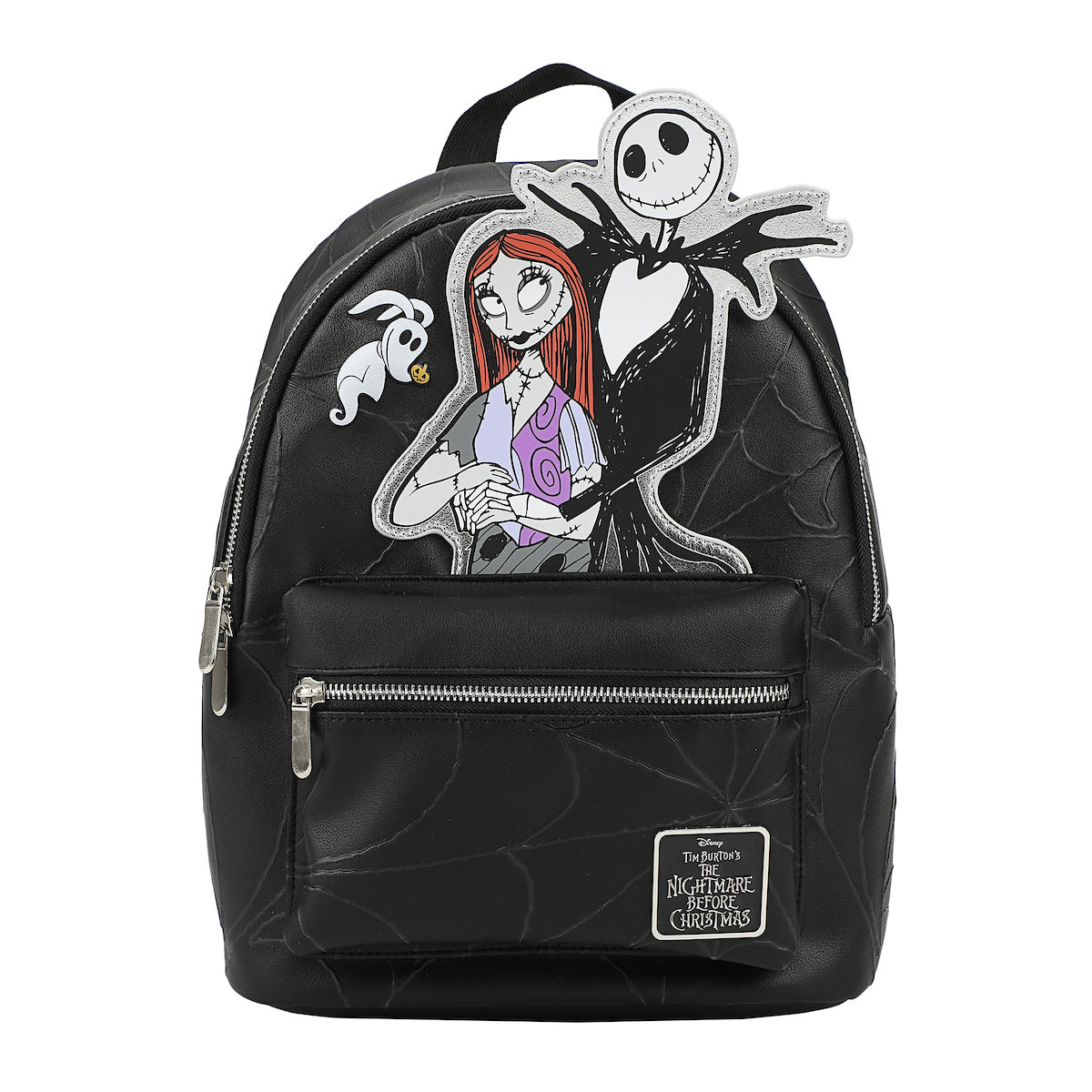 Nightmare Before Christmas Applique Character Art 12.5" Black Mini Backpack