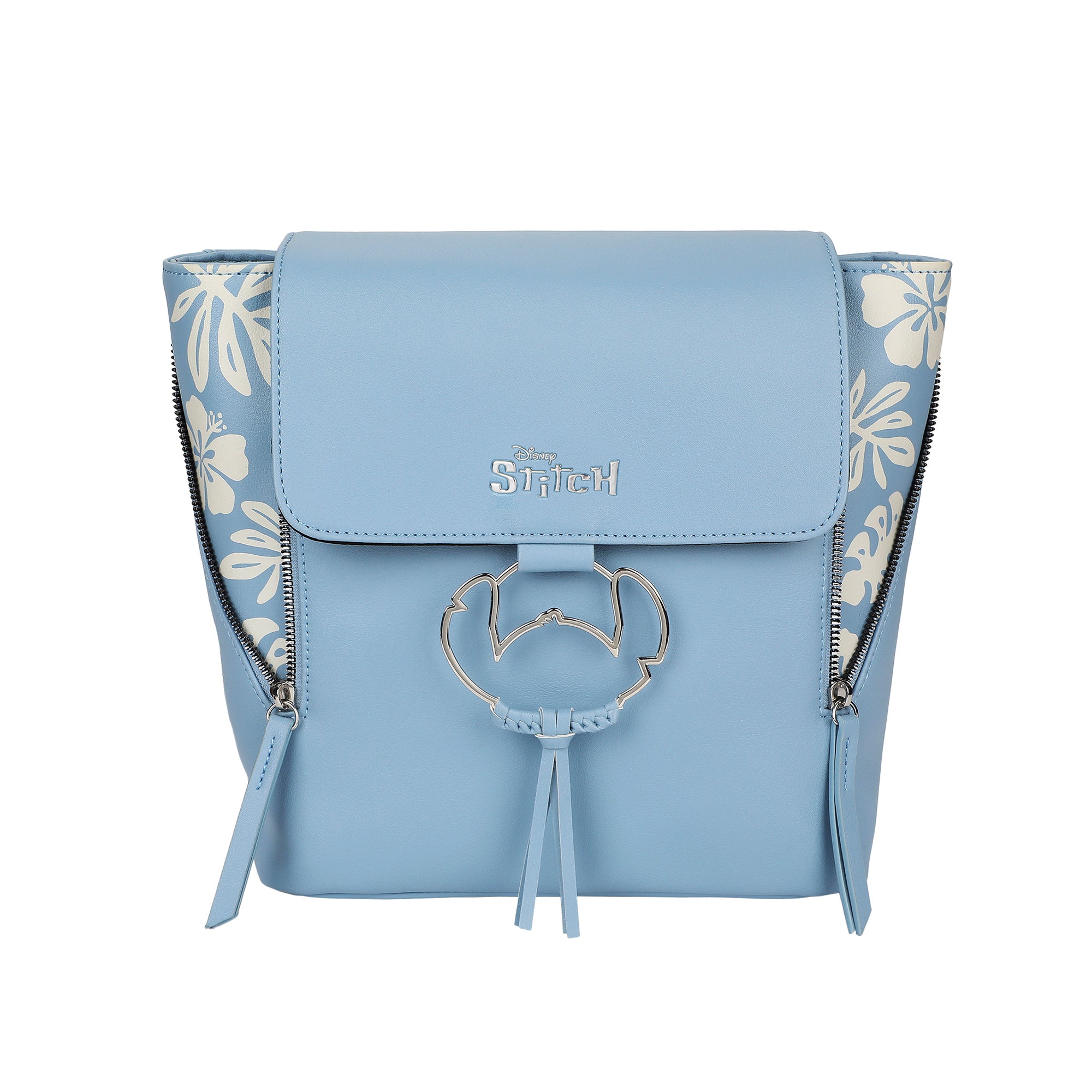 Disney Lilo & Stitch Faux Leather Mini Backpack with Floral Print and Embroidered Details
