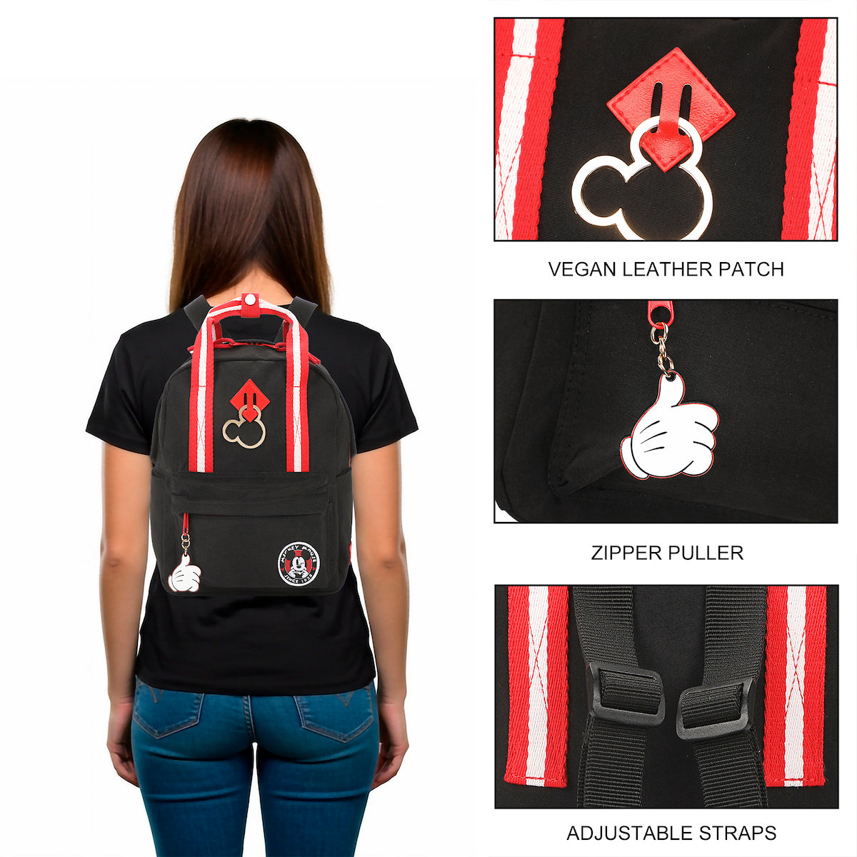 Disney Mickey Mouse Logo Cotton Canvas Women's Black Mini Backpack