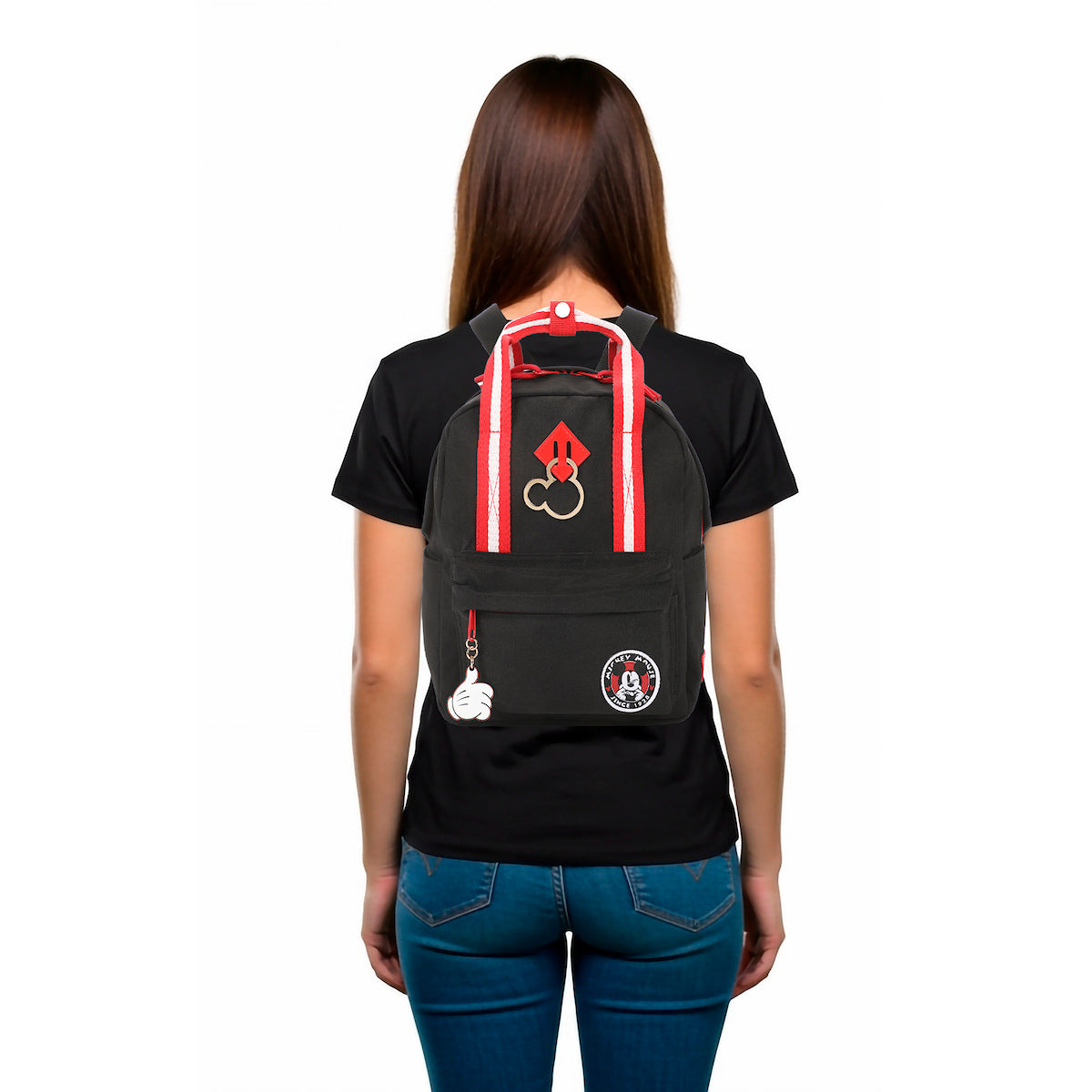 Disney Mickey Mouse Logo Cotton Canvas Women's Black Mini Backpack