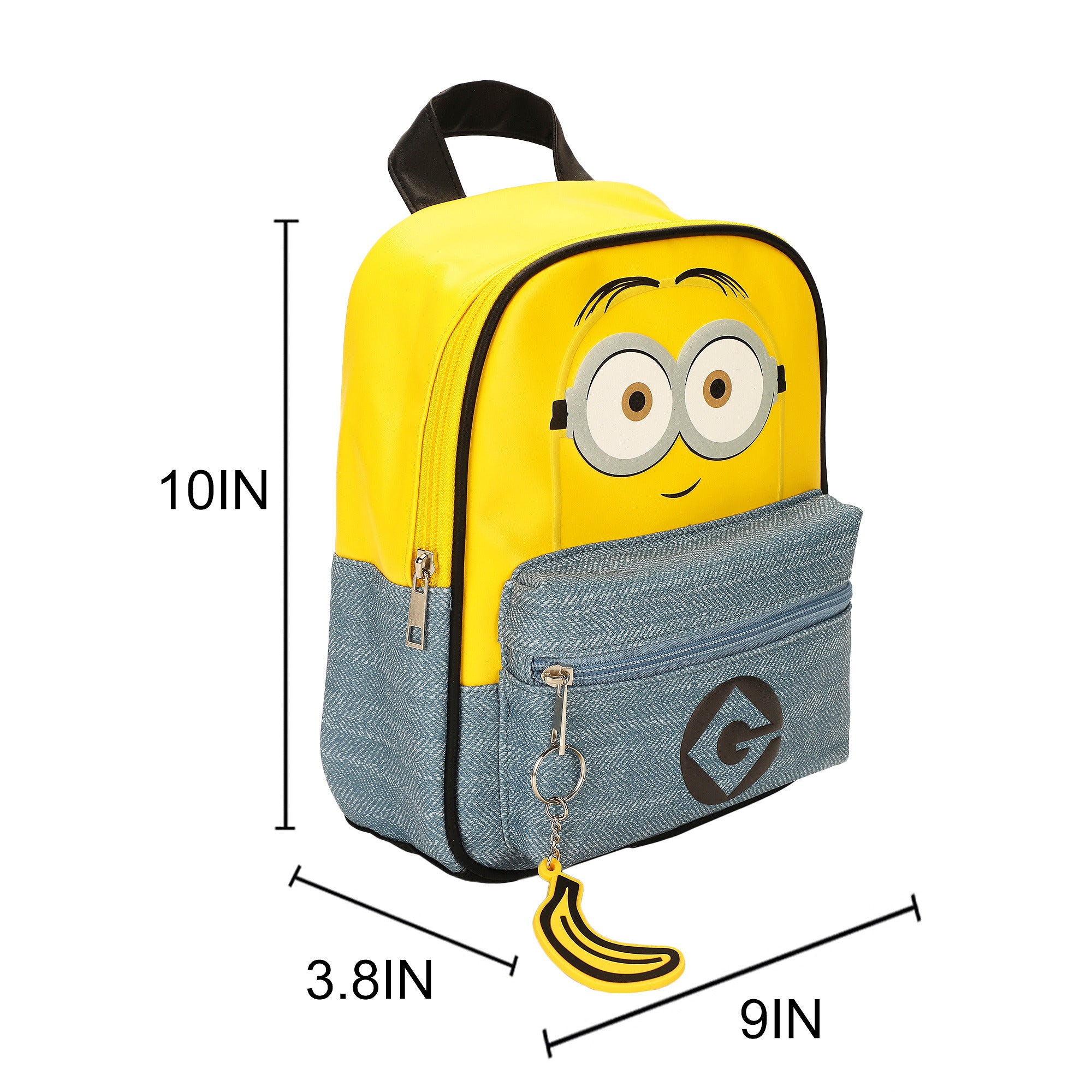 Minions Big Face Women's 11" Mini Backpack with Banana Charm for Fans