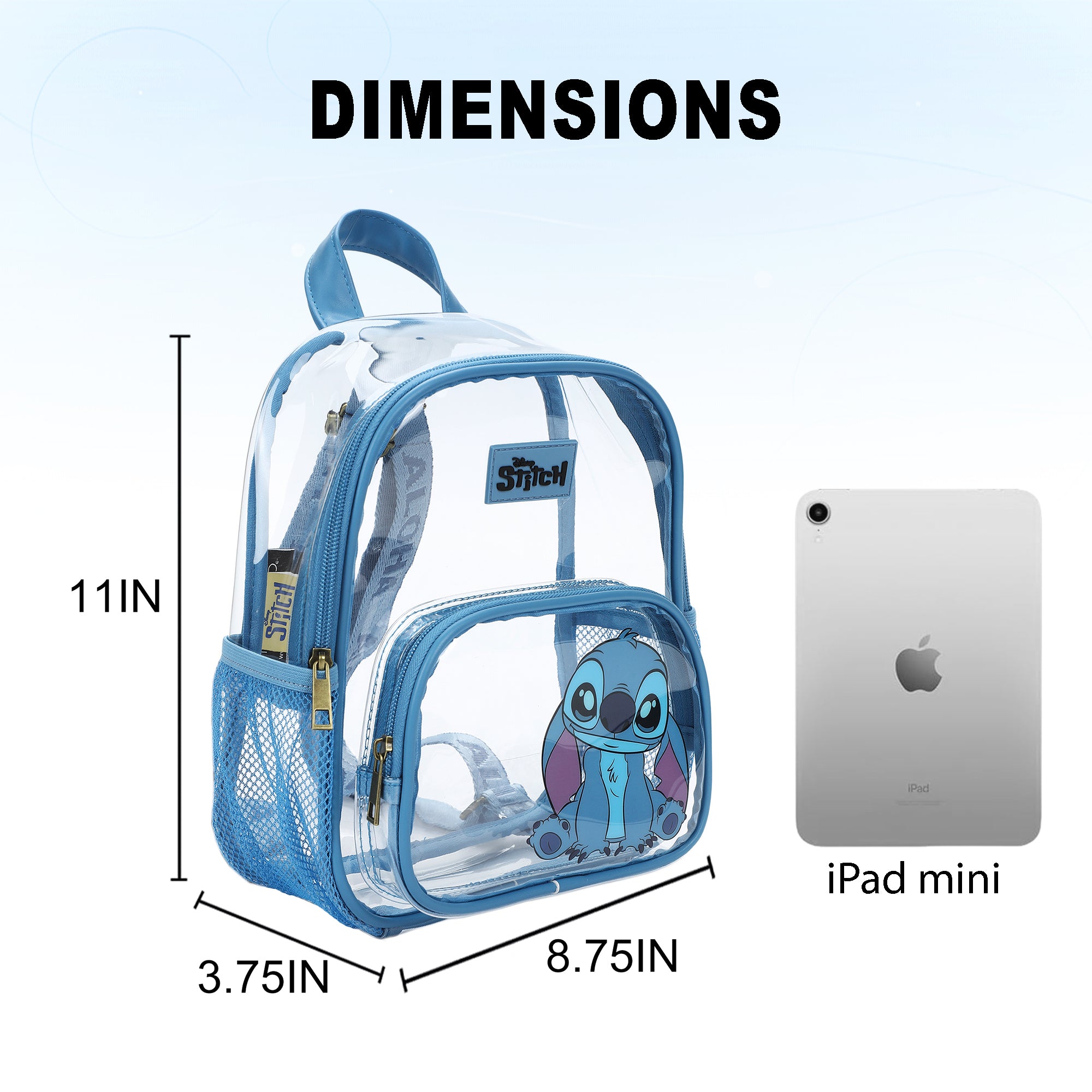 Lilo & Stitch Curious Pose 11" Adult Clear Mini Backpack