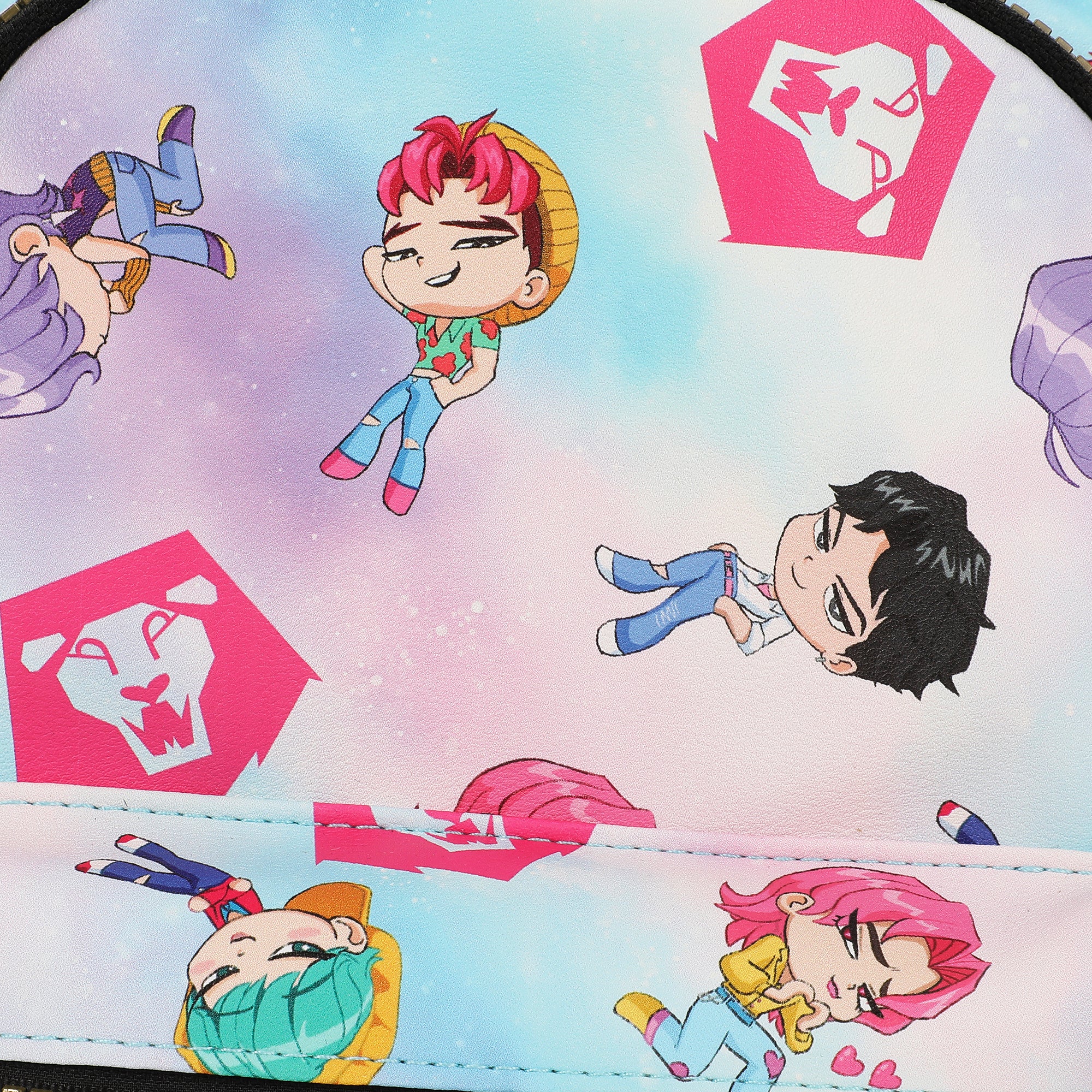 KPop Demon Hunters Chibi Saja Boys 9” Blue & Pink Mini Backpack