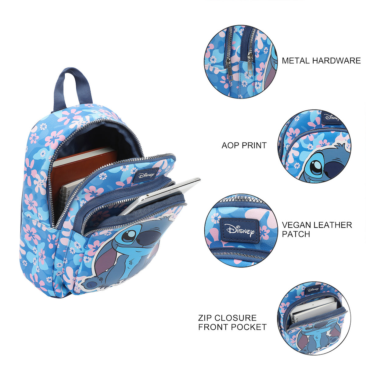 Disney Lilo & Stitch Printed AOP Character Girls 10.5" Mini Backpack