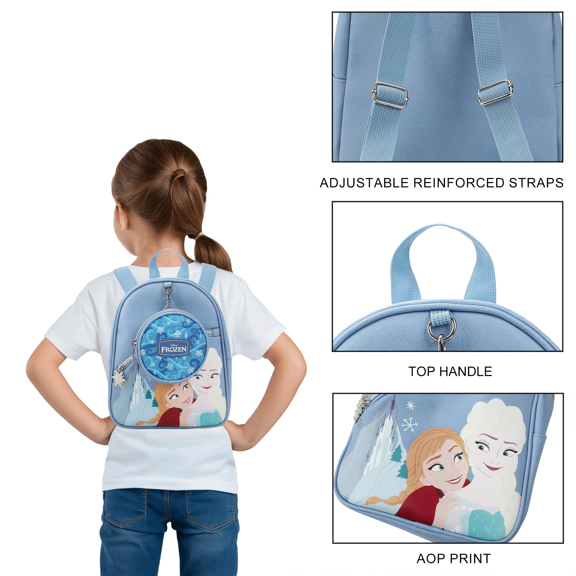 Disney Frozen Elsa & Anna Ice Palace Blue 10.5" Mini PU Backpack for girls