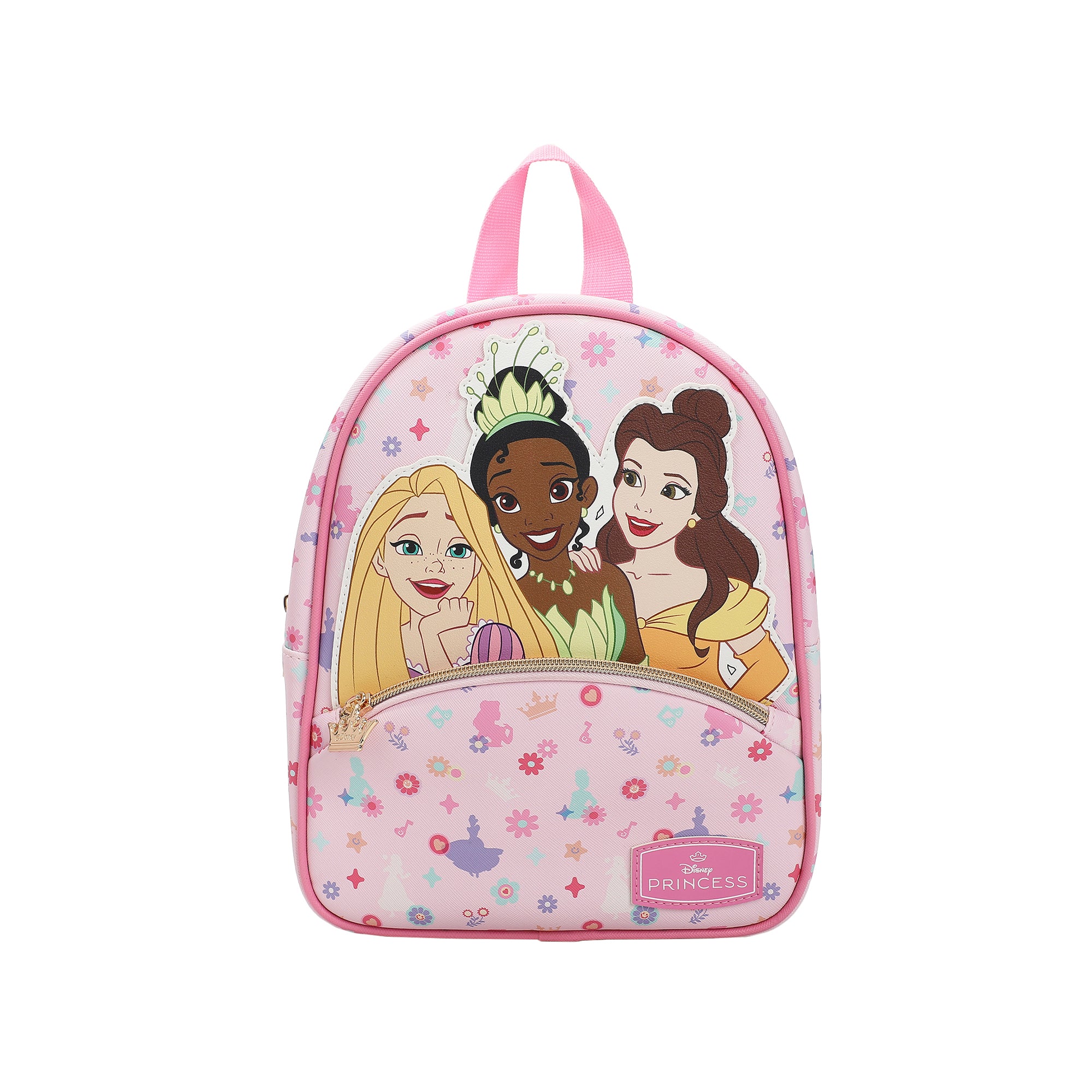 Disney Princess Rapunzel Belle & Tiana Pink 10.5" Mini PU Backpack