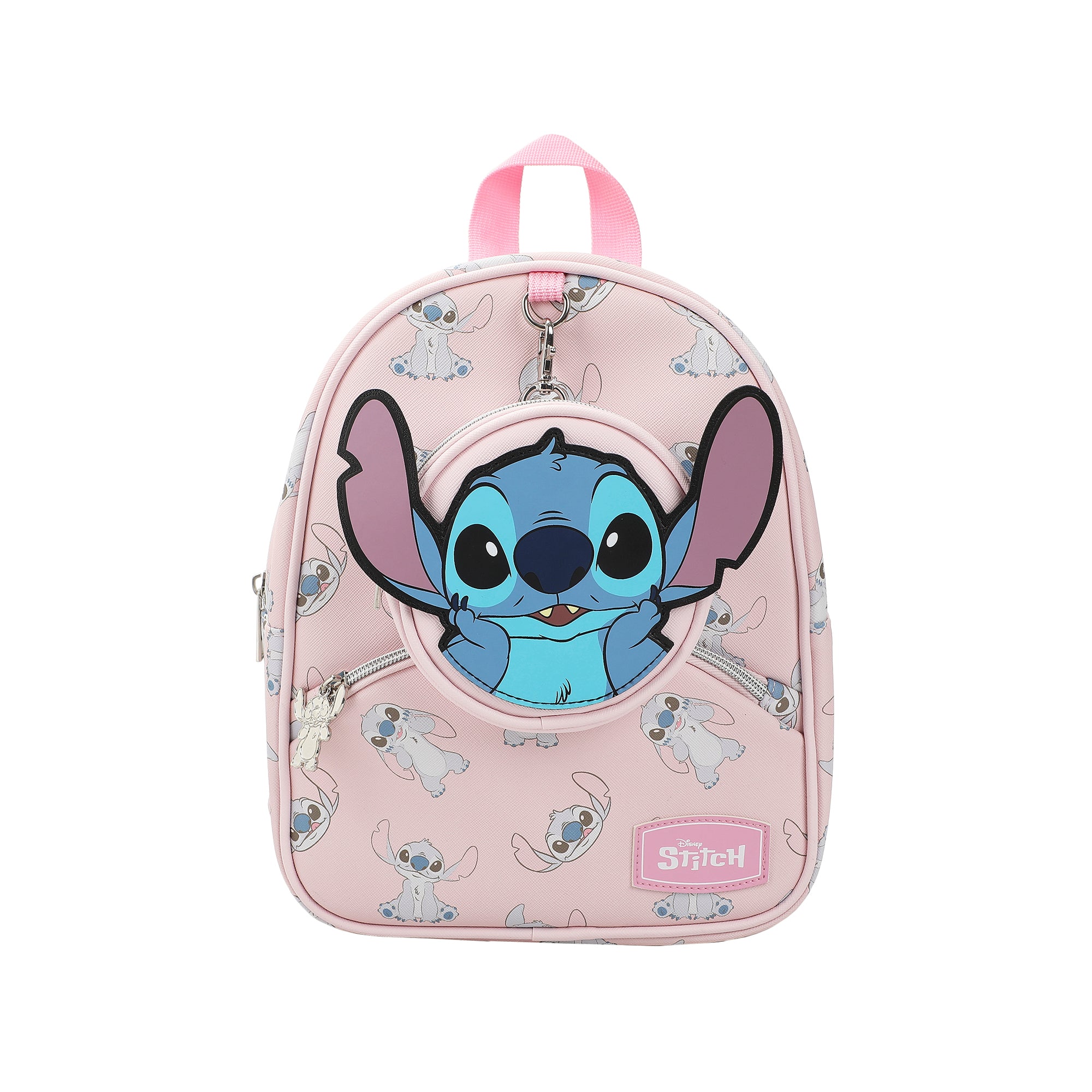 Disney Stitch Playful Pose Pink 10.5" Mini PU Backpack
