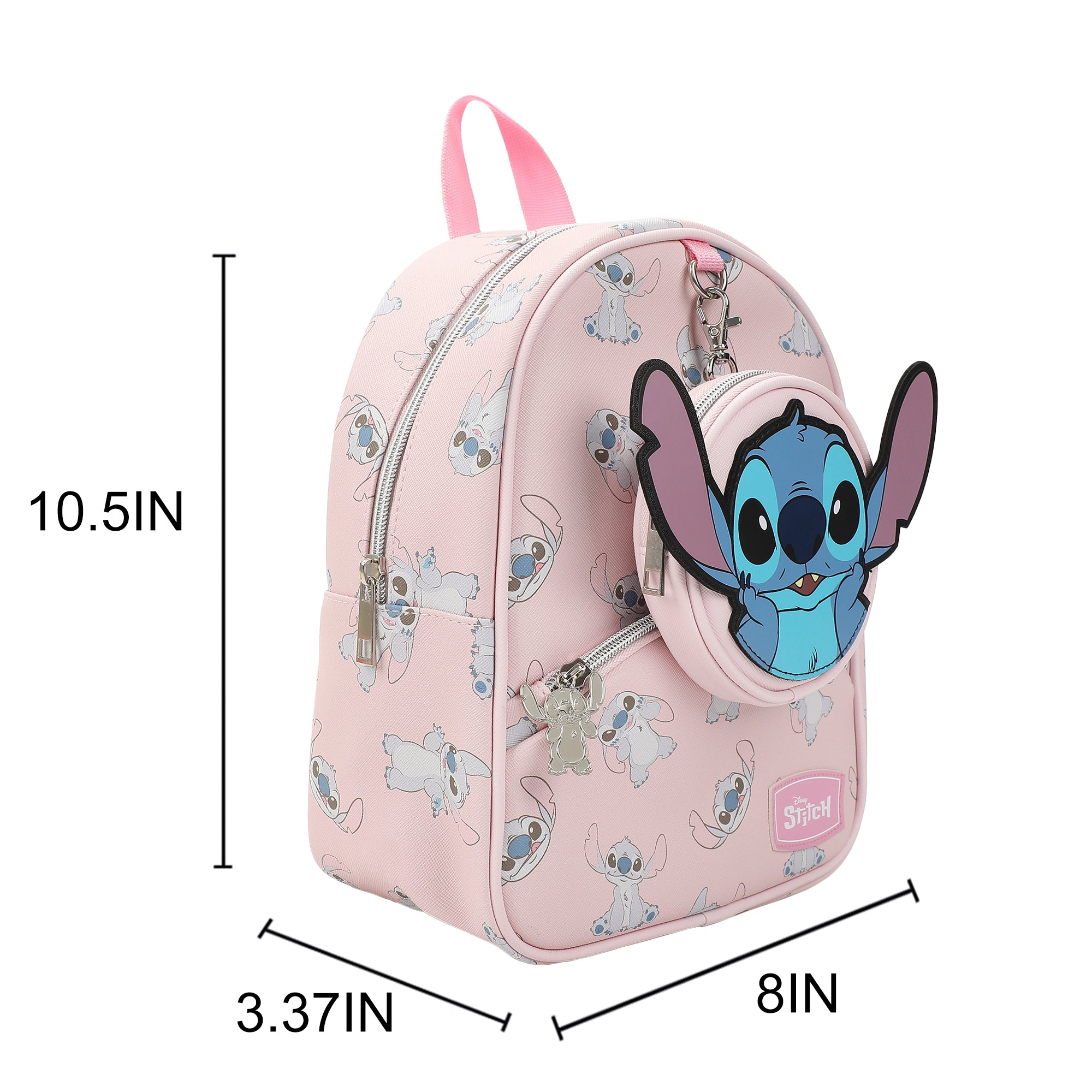 Disney Stitch Playful Pose Pink 10.5" Mini PU Backpack