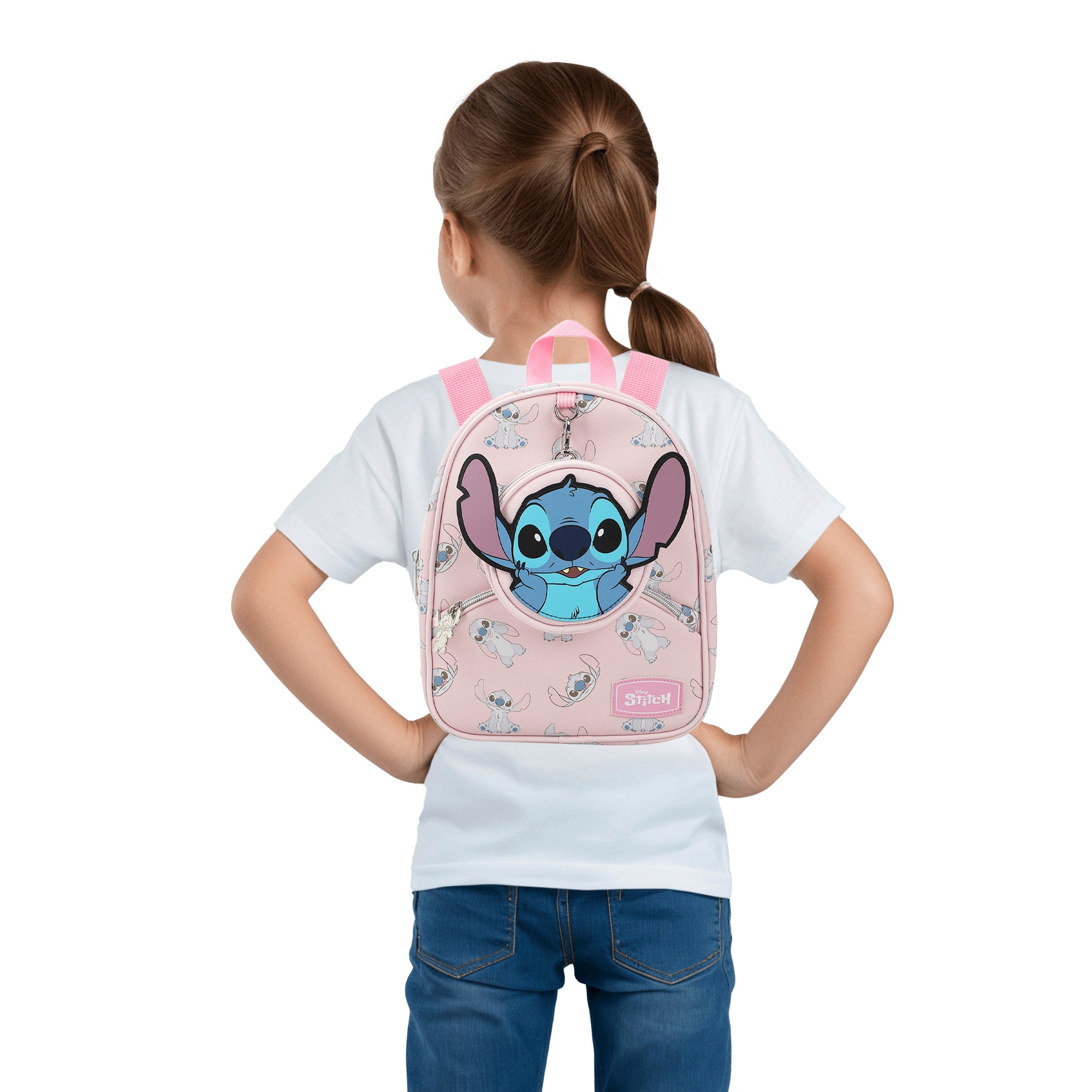 Disney Stitch Playful Pose Pink 10.5" Mini PU Backpack