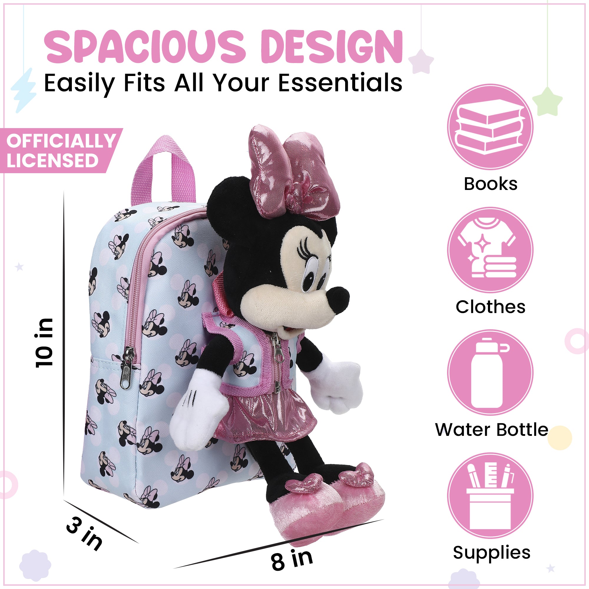 Disney Minnie Mouse Preschool Plush Mickey & 10" Backpack