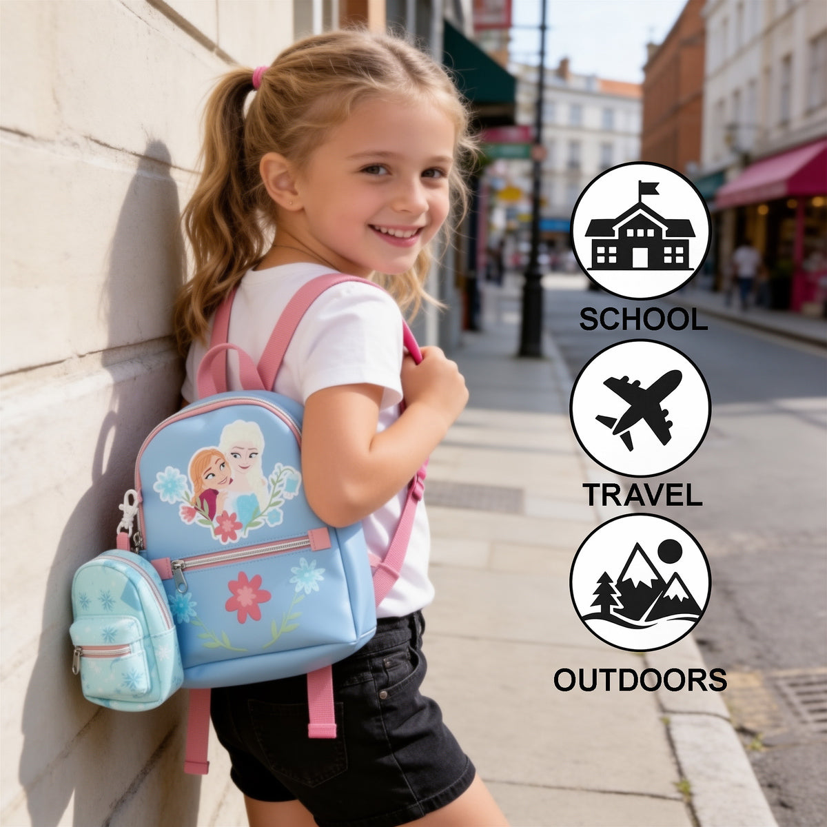 Frozen Light Blue Mini Backpack With AOP Coin Purse For Kids