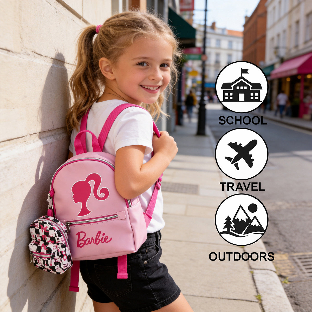Barbie Pink Mini Backpack With Coin Purse for Kids Girls