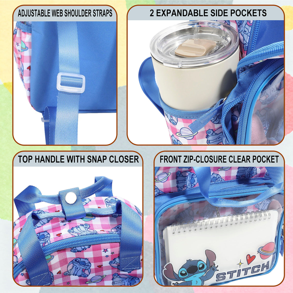 Lilo & Stitch Girls Mini Backpack with Plush Keychain