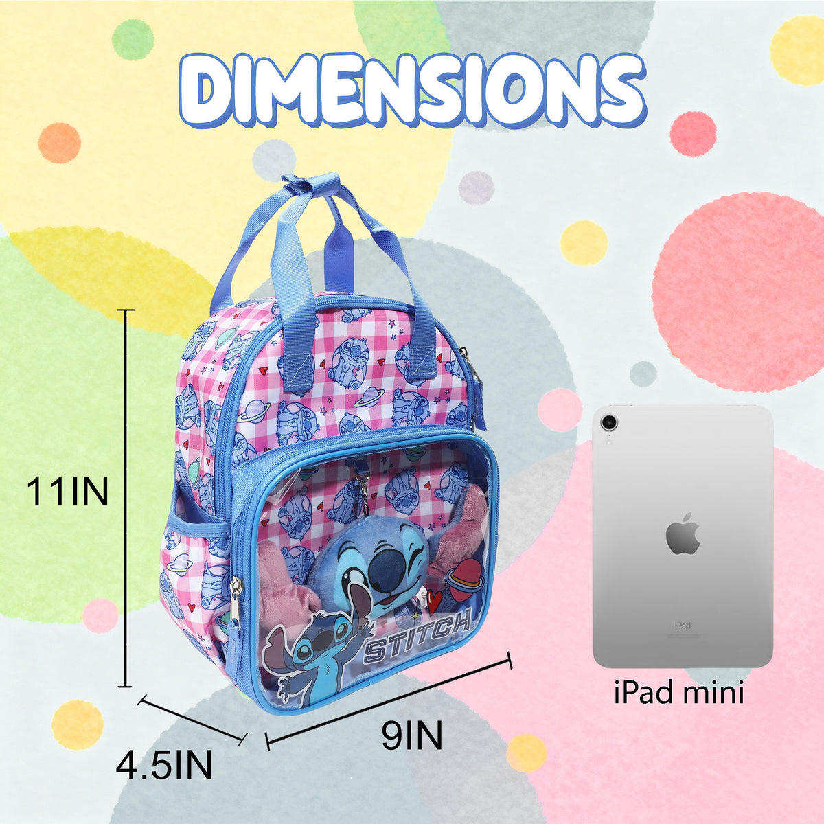 Lilo & Stitch Girls Mini Backpack with Plush Keychain