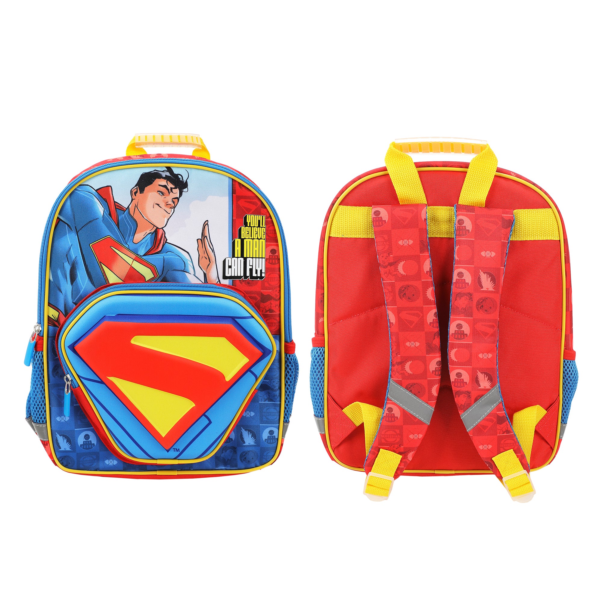 Superman Hero & Logo 14" Backpack for Toddler Boys