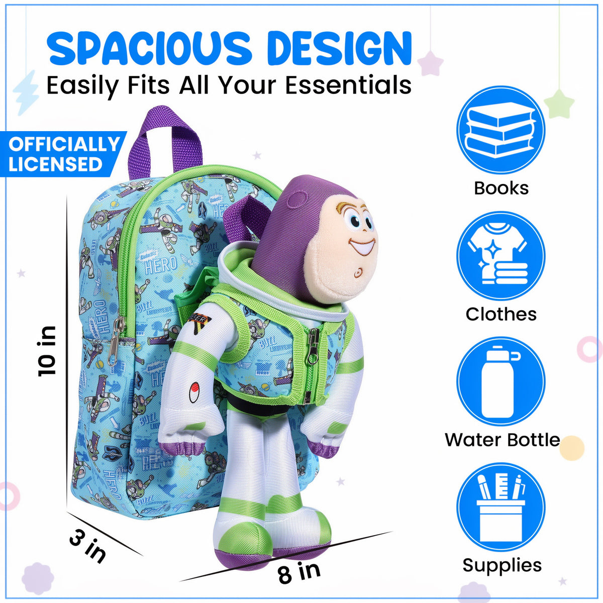 Toy Story Buzz Lightyear Mini Backpack, 10-Inch for Kids