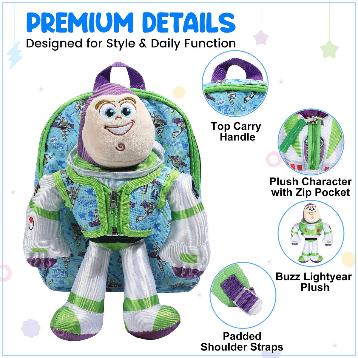 Toy Story Buzz Lightyear Mini Backpack, 10-Inch for Kids
