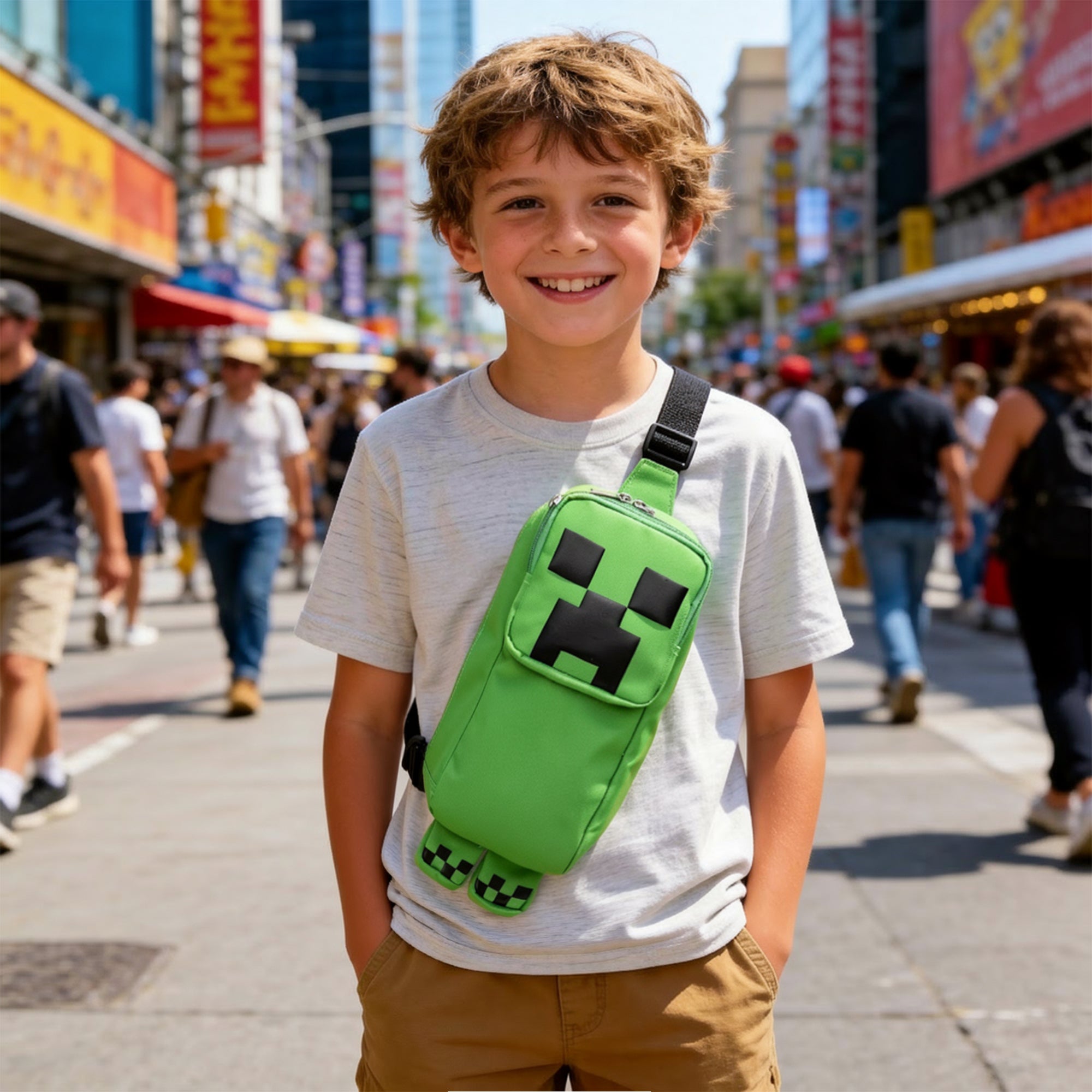 Minecraft Creeper 3D Character Crossbody Sling Bag With Adjustable Strap